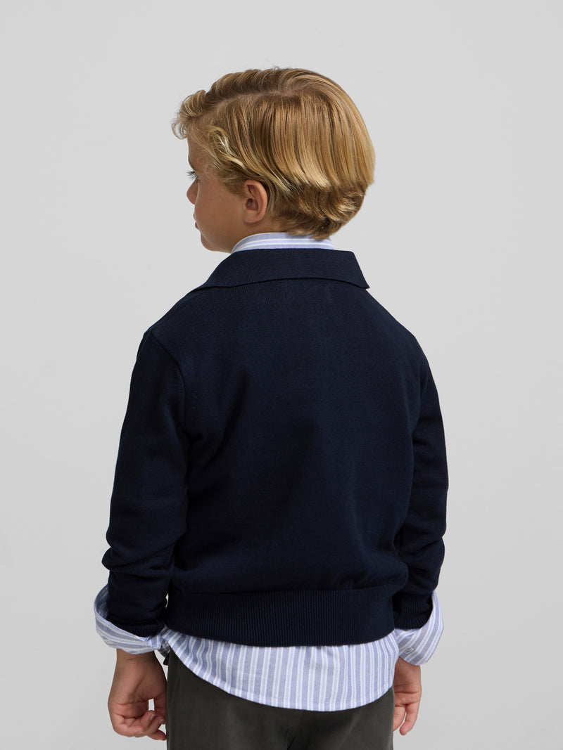 Jersey de criança gola polo azul-marinho