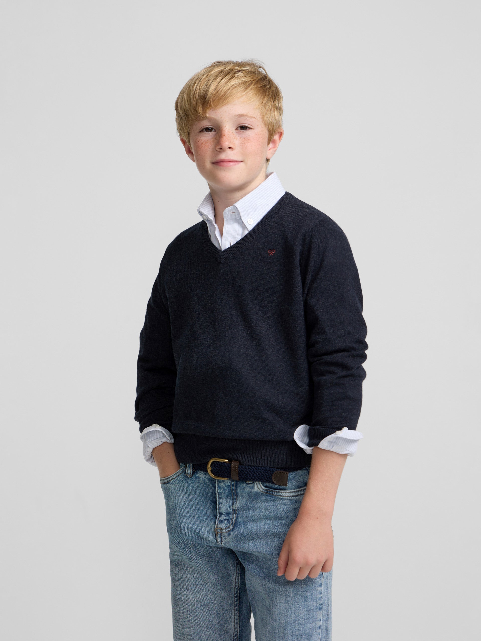 Kids' navy V-neck sweater