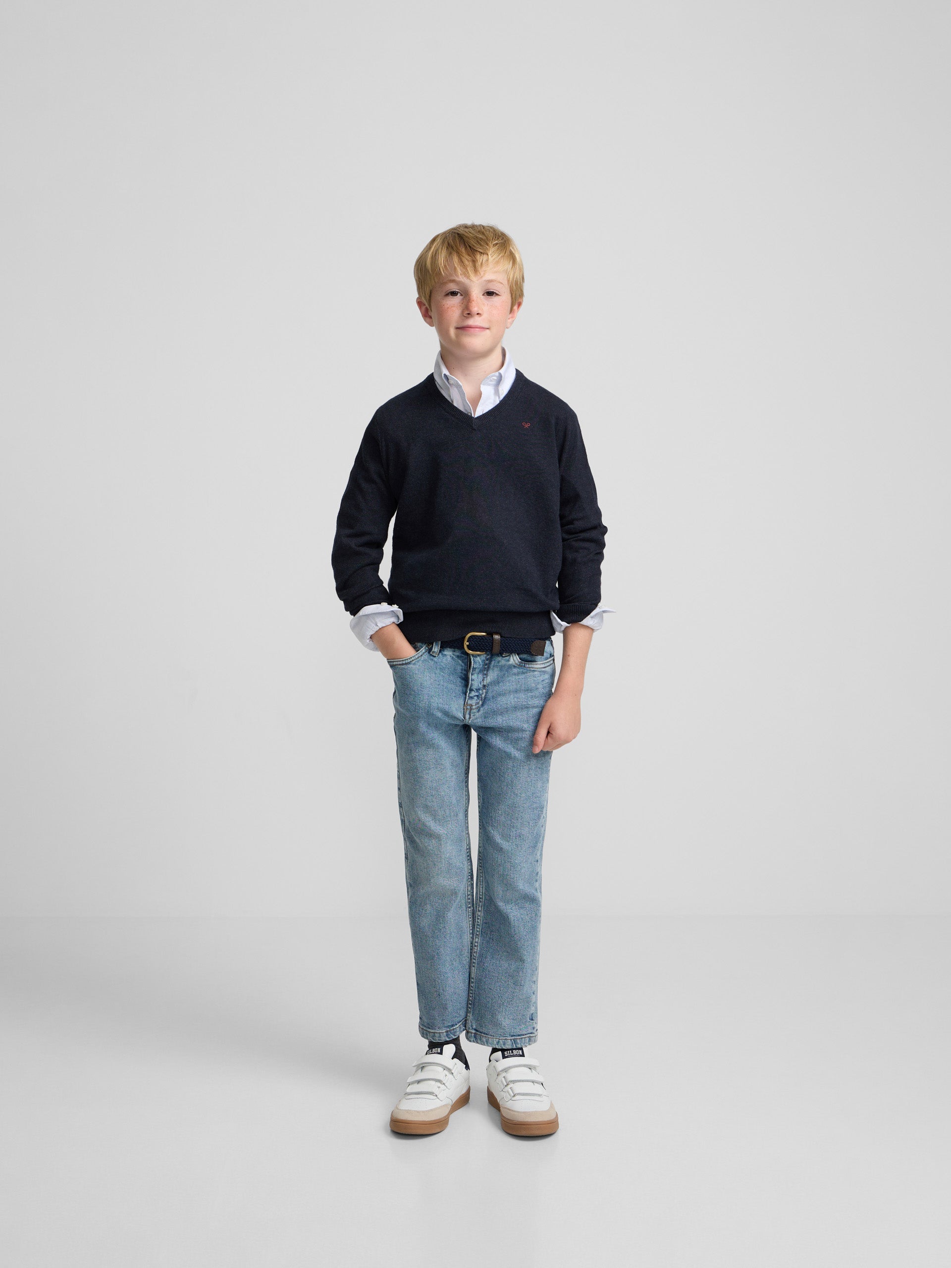 Kids' navy V-neck sweater