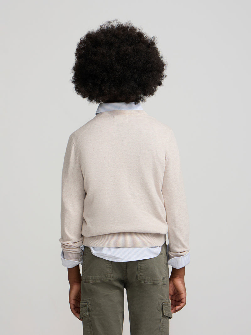 Jersey kids cuello pico crema