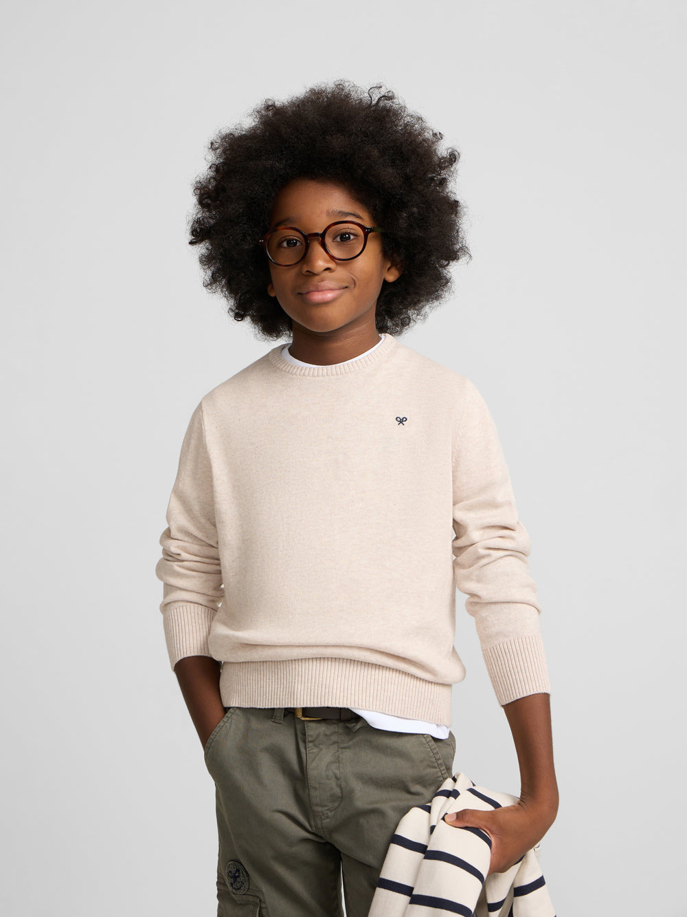 Kids' cream crew neck sweater