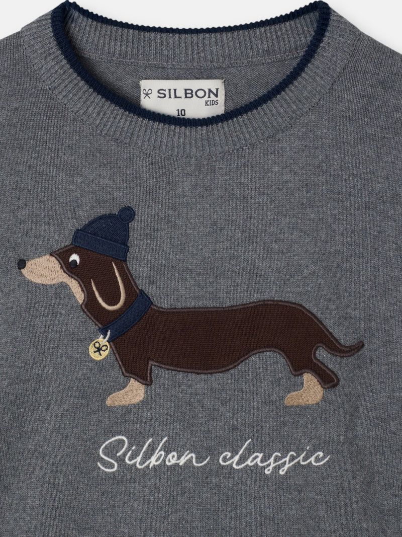 Kids' grey dog sweater
