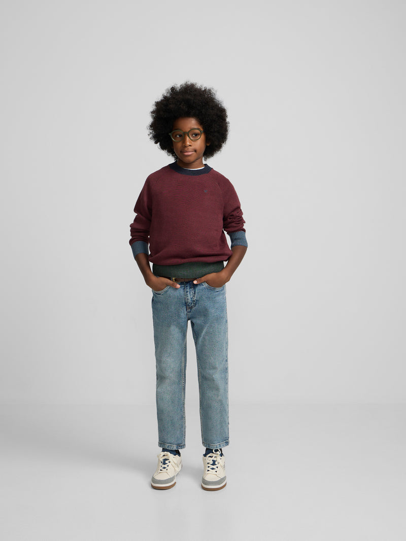 Jersey kids detalles colores burdeos