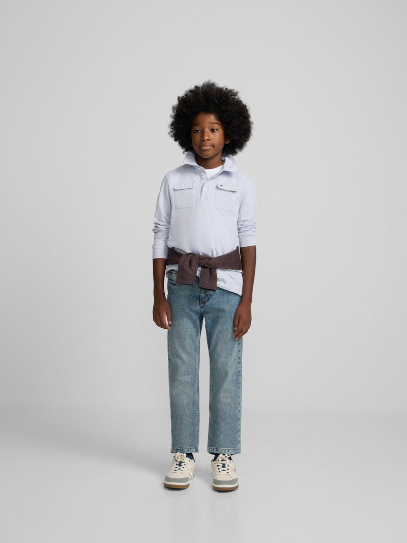 Polo kids bolsillos azul
