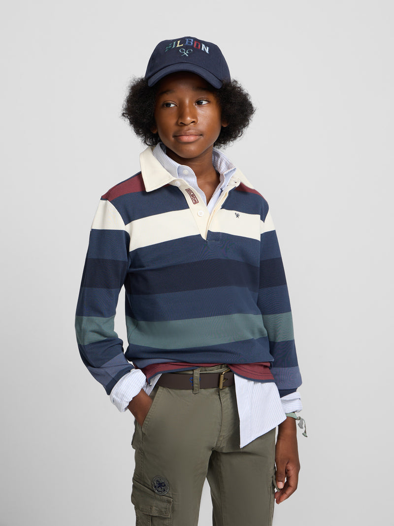 Polo kids rayas colores marino