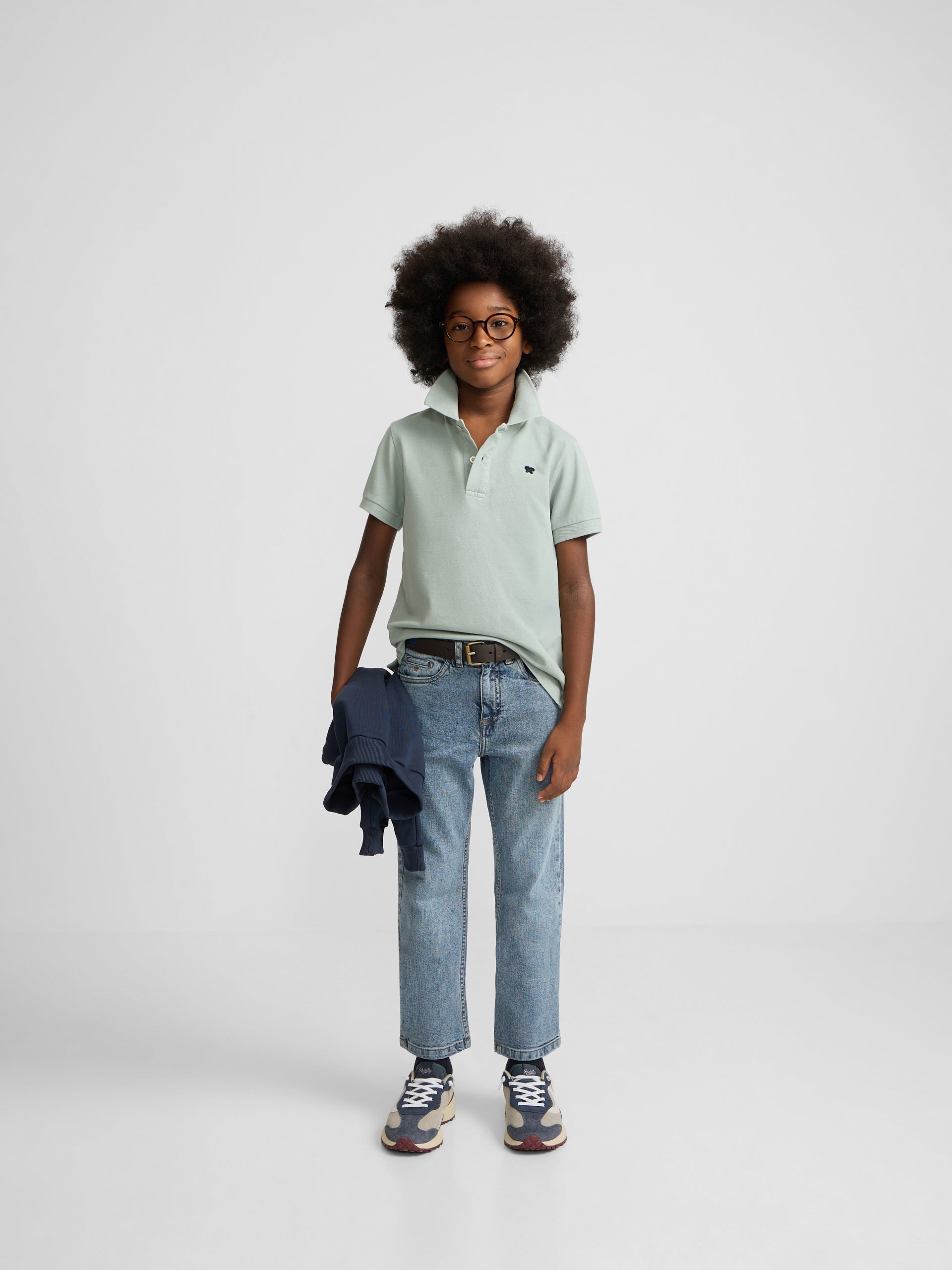 Light green kids' racket polo