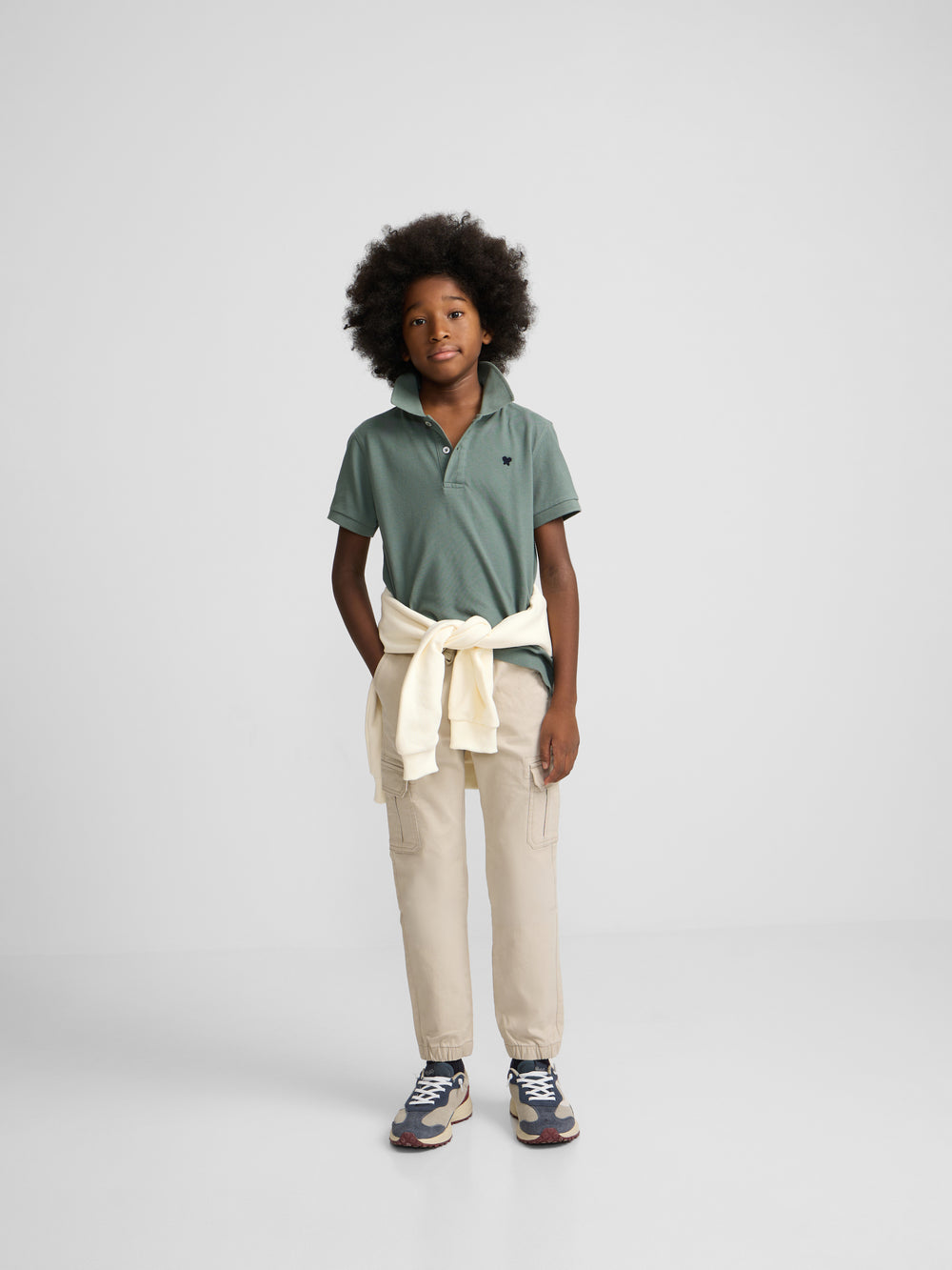 Dark green kids' racket polo