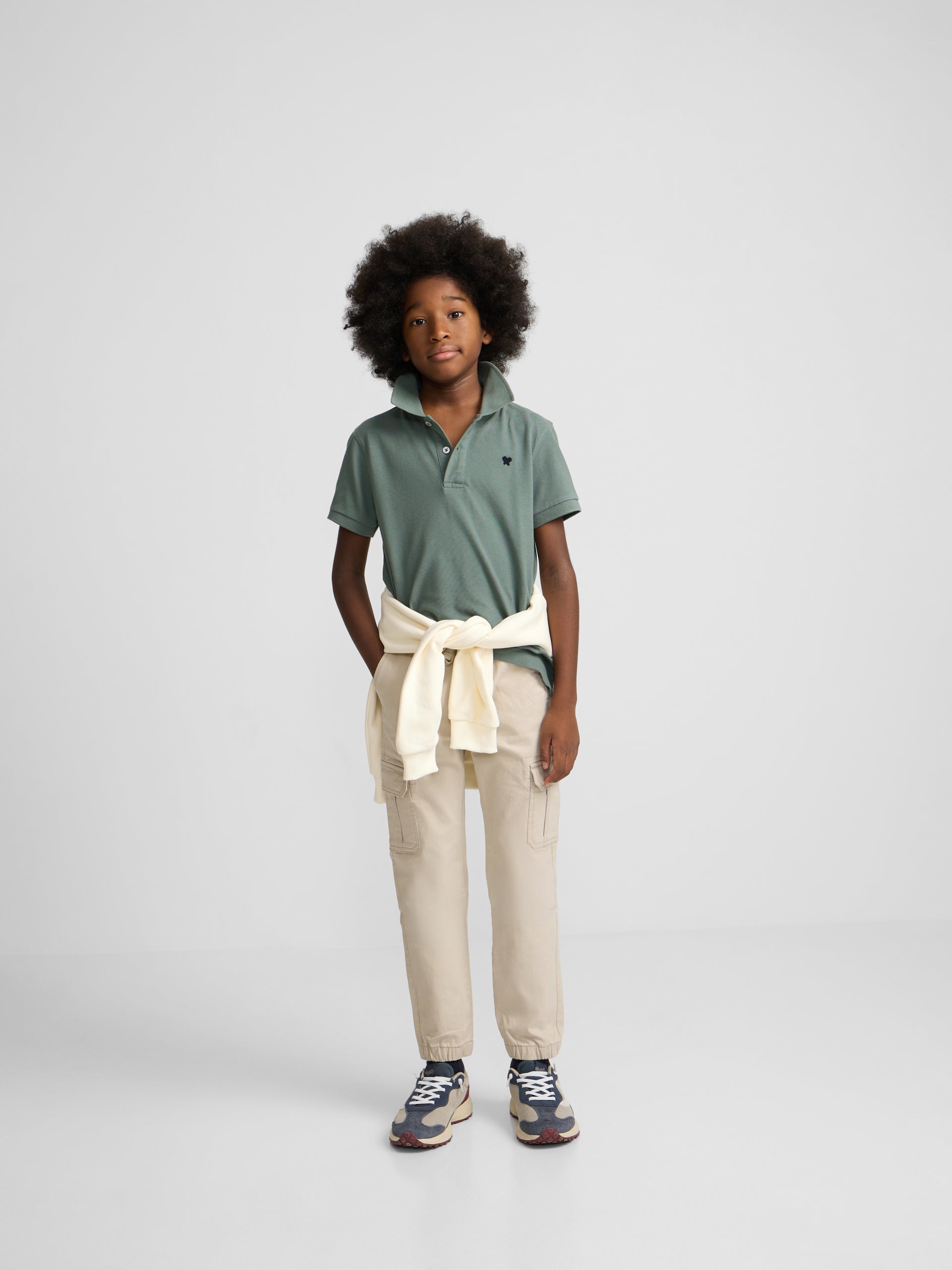Dark green kids' racket polo