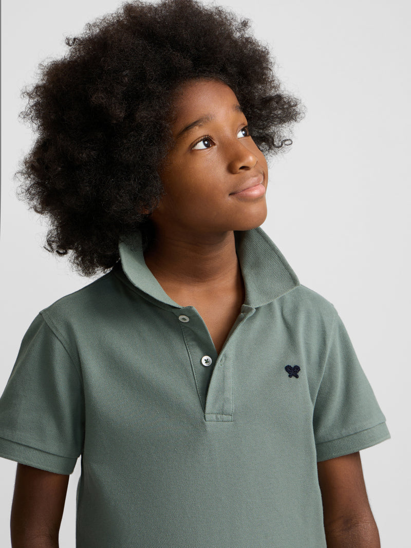 Dark green kids' racket polo