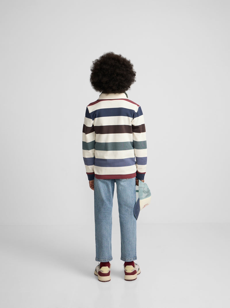 Polo kids rayas colores crema
