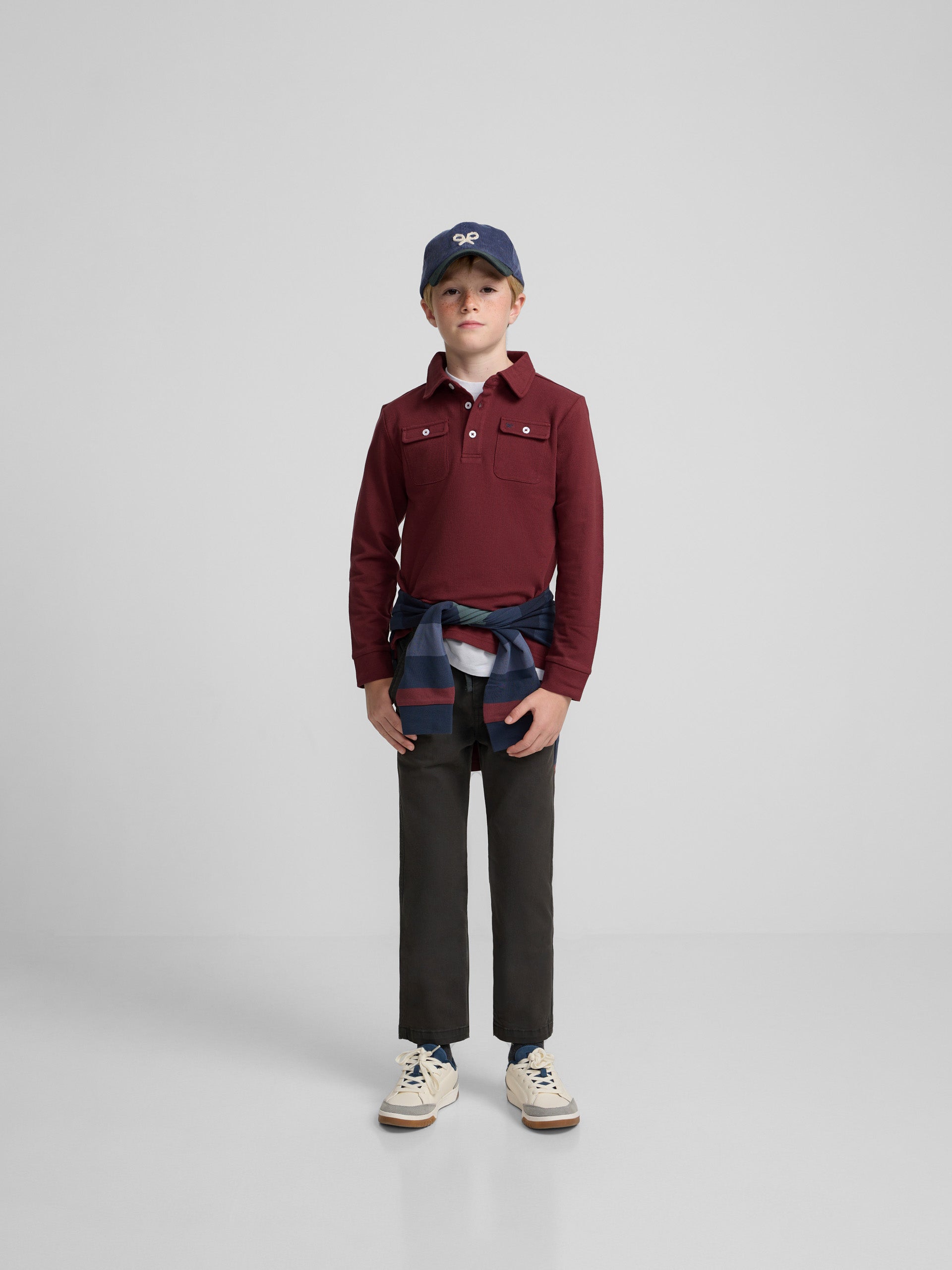 Polo enfant poches bordeaux