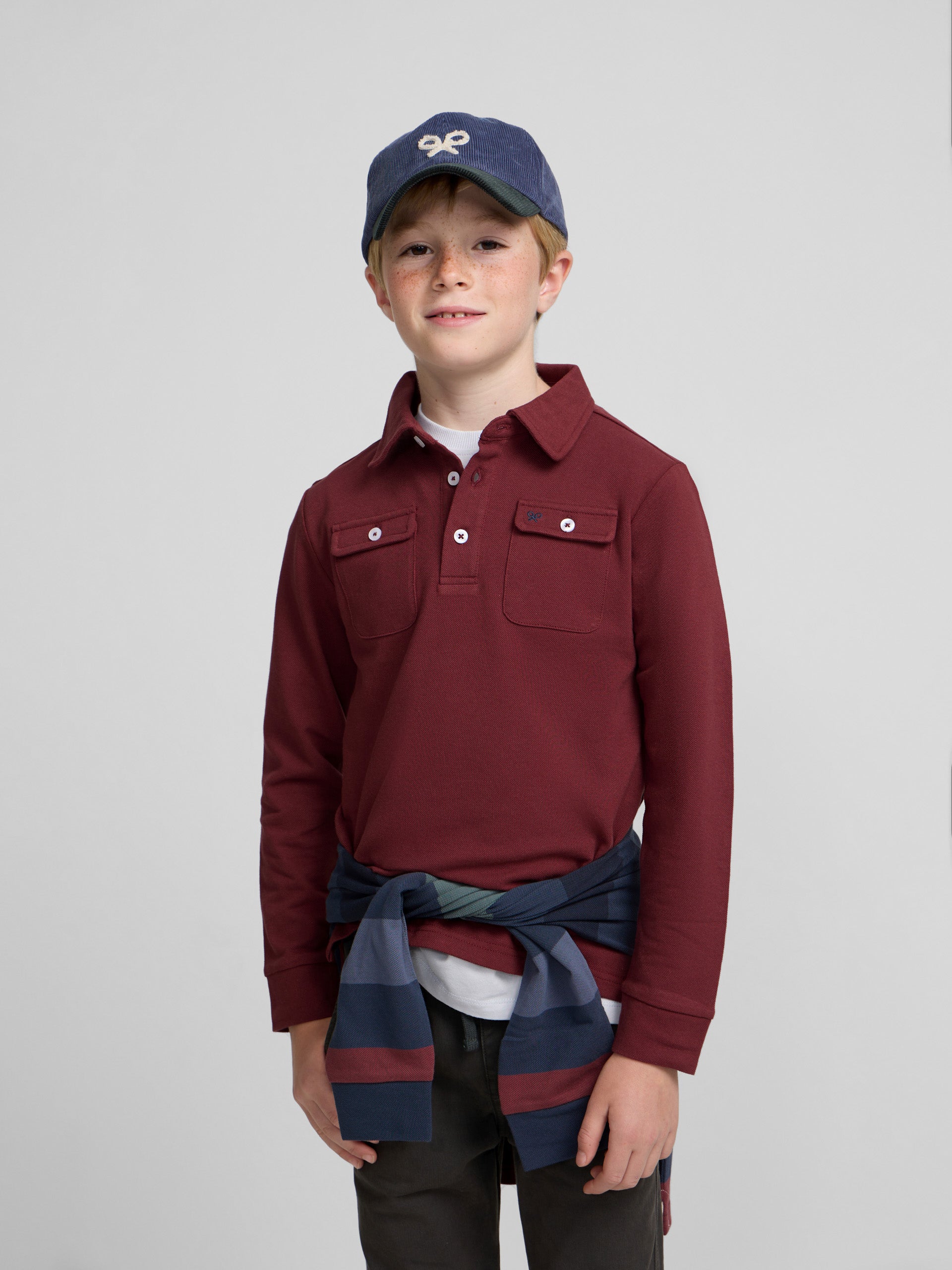 Polo enfant poches bordeaux