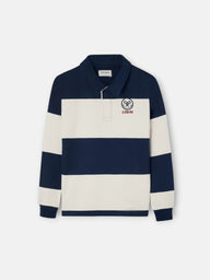 Sweat-shirt enfant col polo rayé smile bleu marine