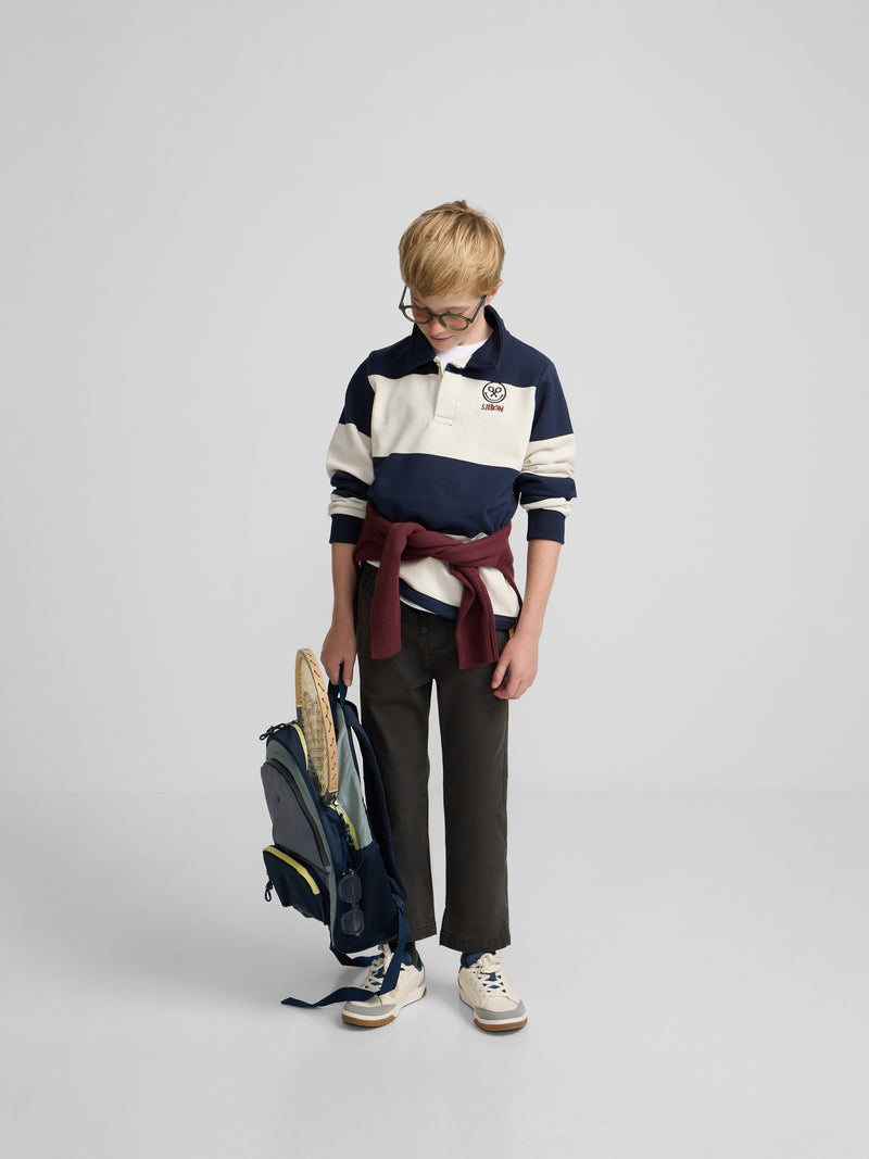 Sudadera kids cuello polo rayas smile azul marino