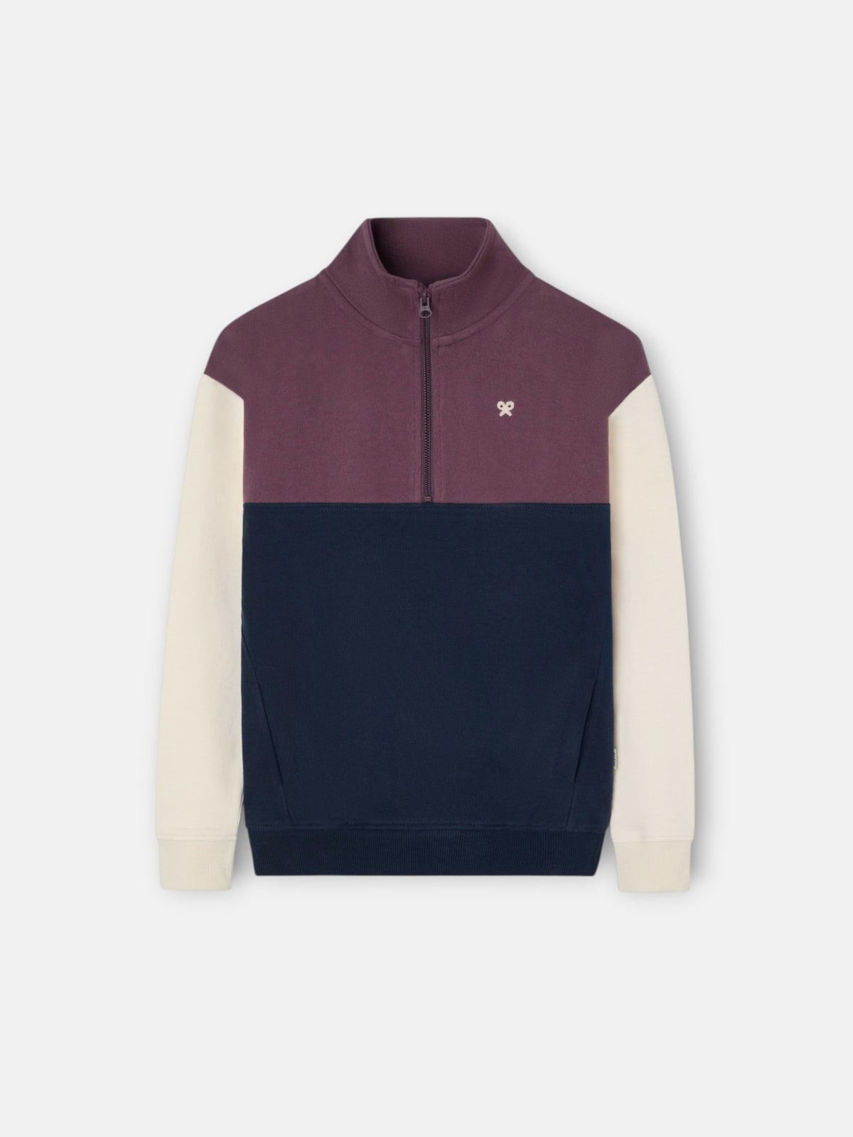 Sweatshirt kids meia fecho blocos azul-marinho