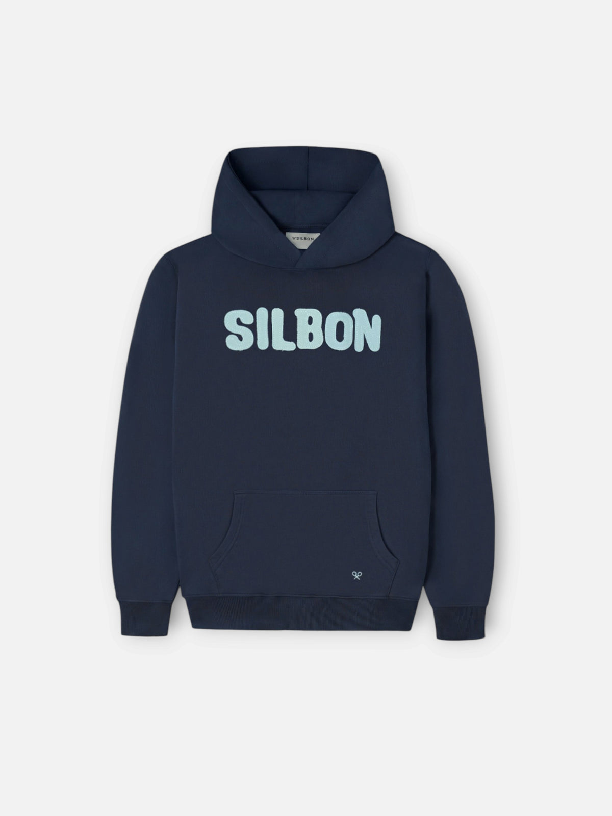Sweatshirt kids com capuz e patch de contraste azul-marinho