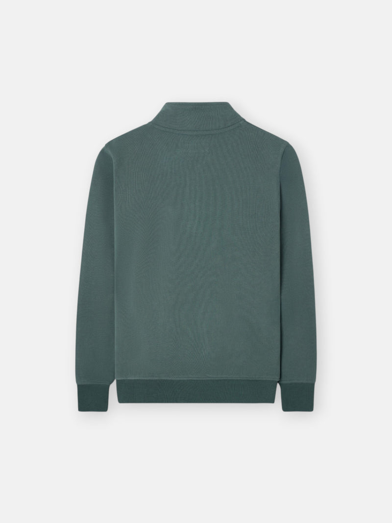 Sudadera kids media cremallera smile verde oscuro
