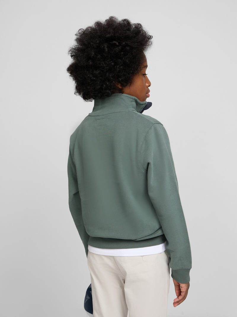 Sudadera kids media cremallera smile verde oscuro