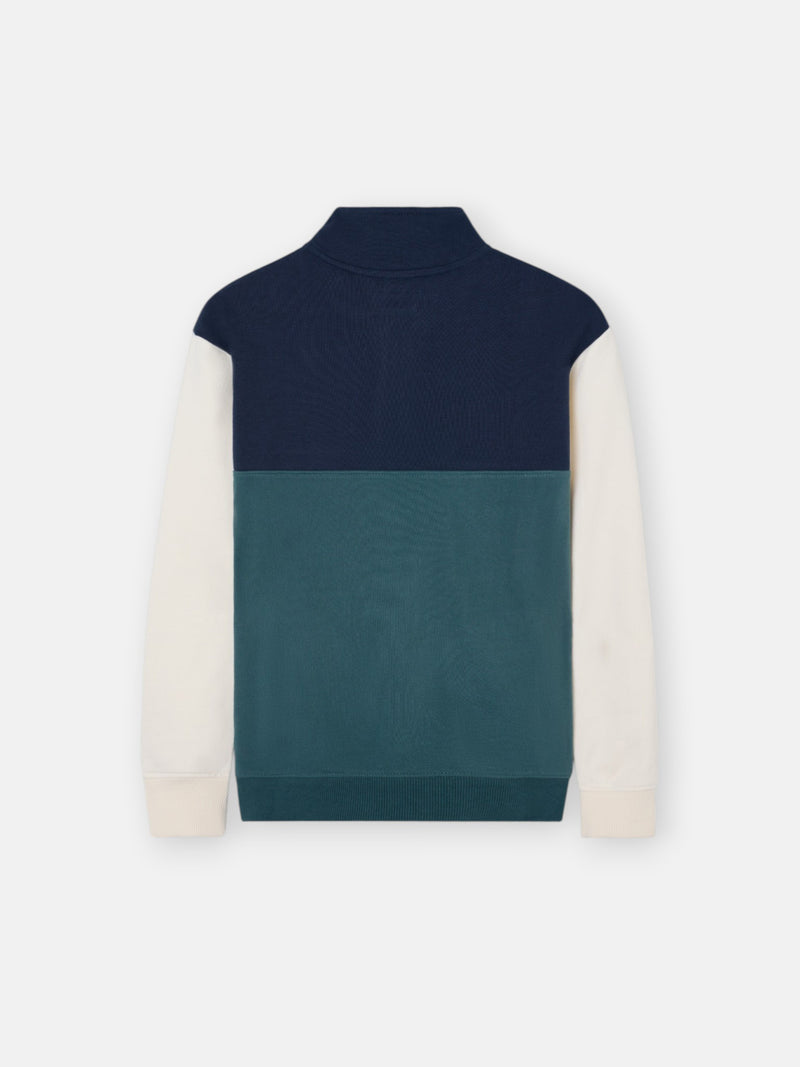 Sudadera kids media cremallera bloques verde