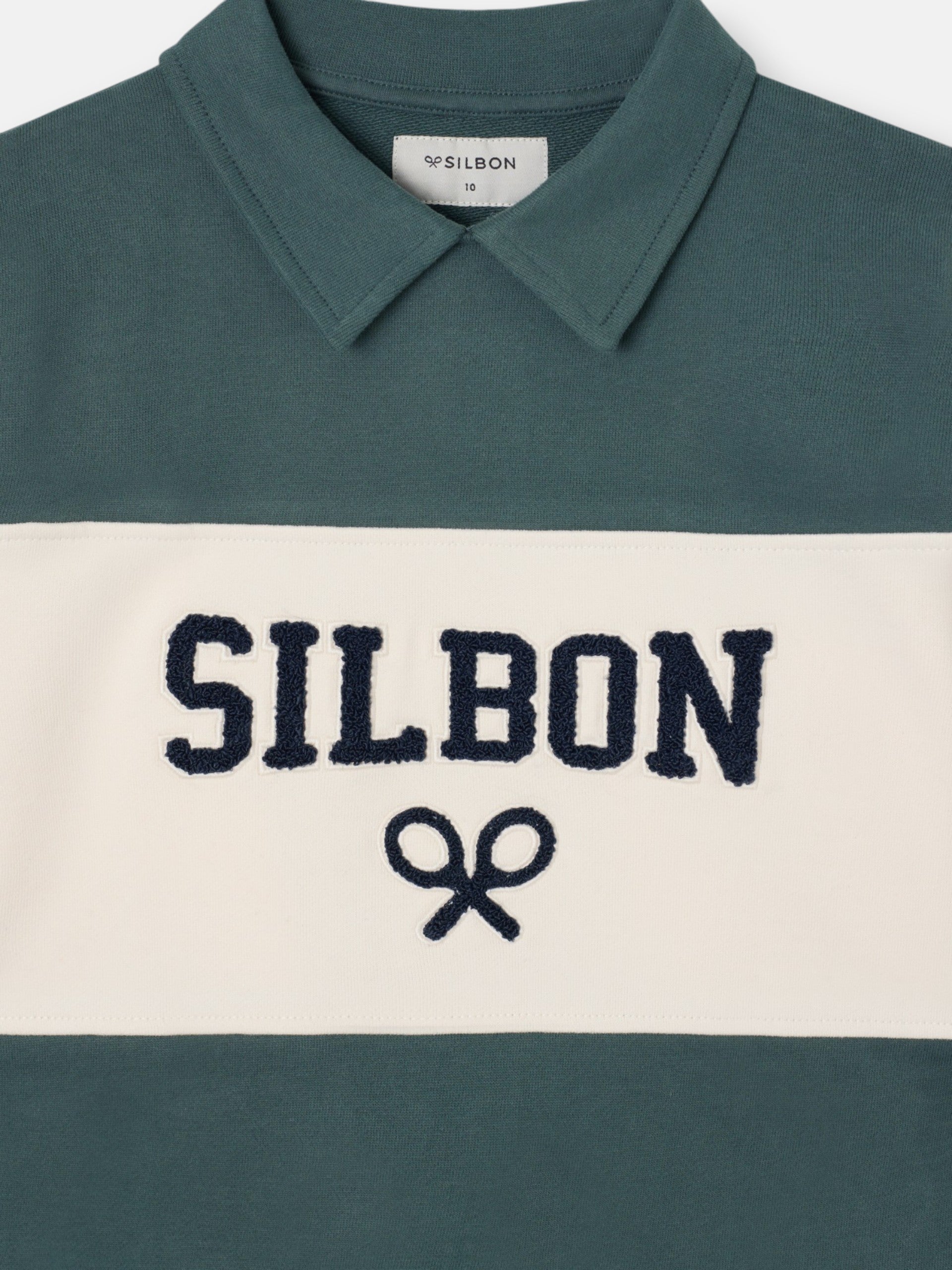 Sudadera kids cuello polo bloque verde oscuro