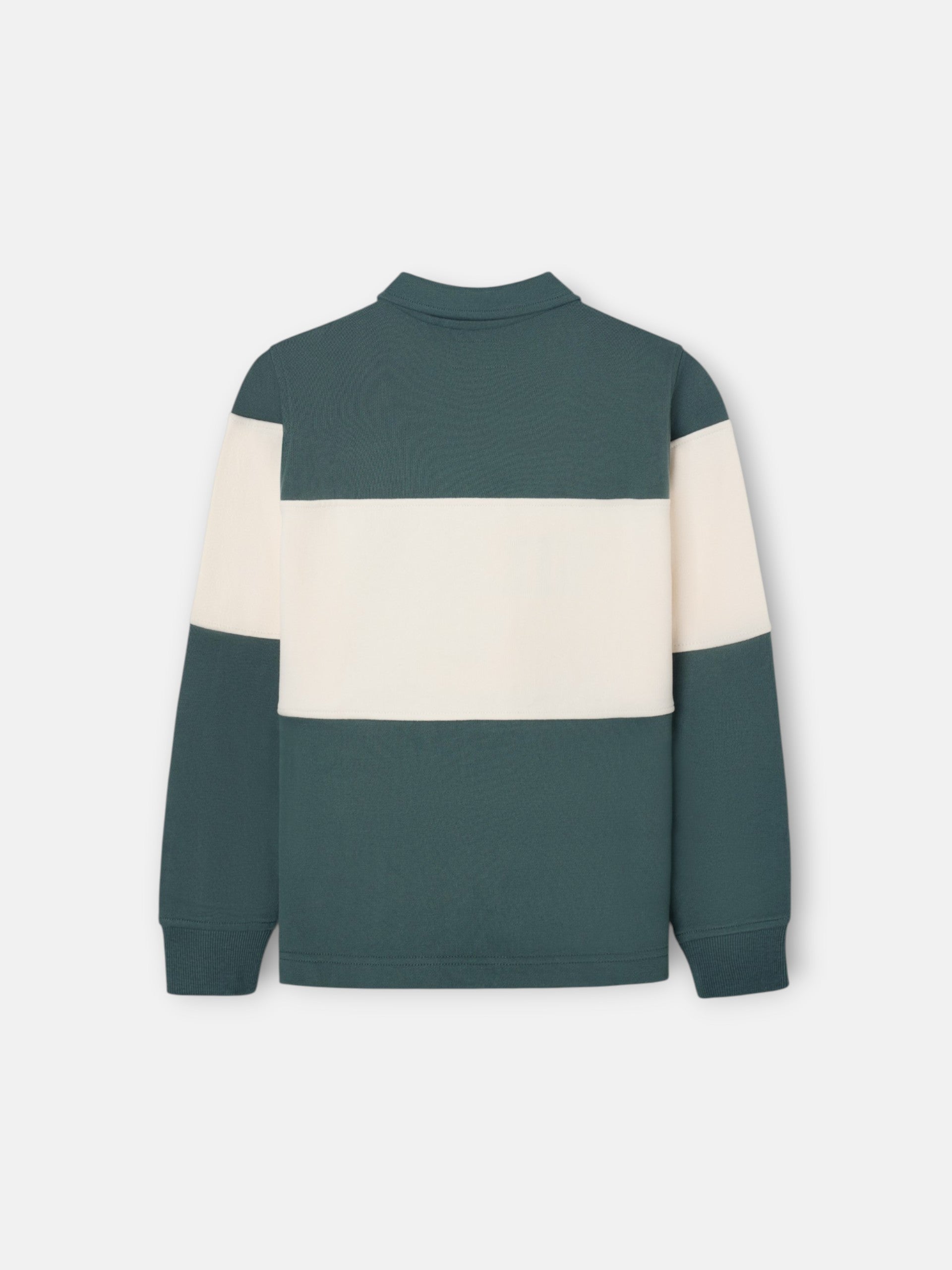 Sudadera kids cuello polo bloque verde oscuro