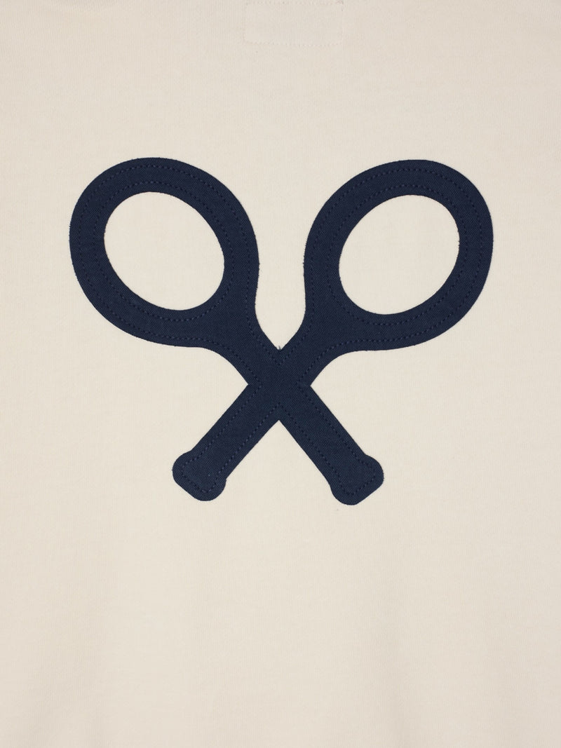 Sweatshirt kids com capuz e patch de contraste creme
