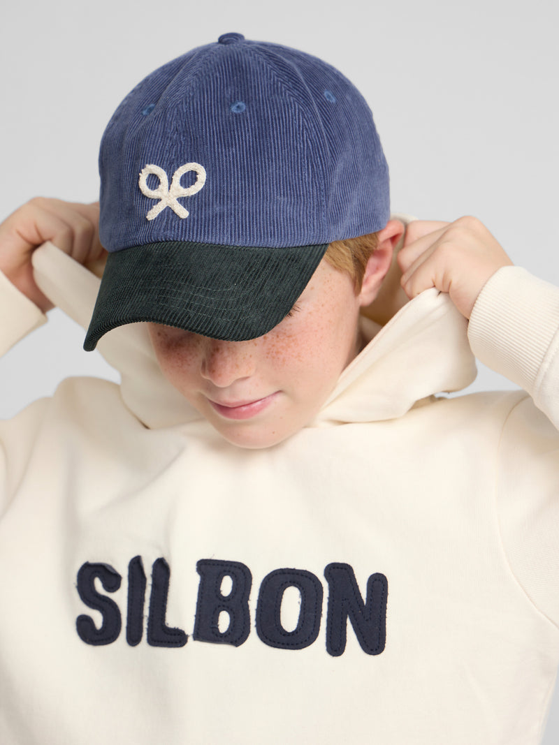 Sweatshirt kids com capuz e patch de contraste creme