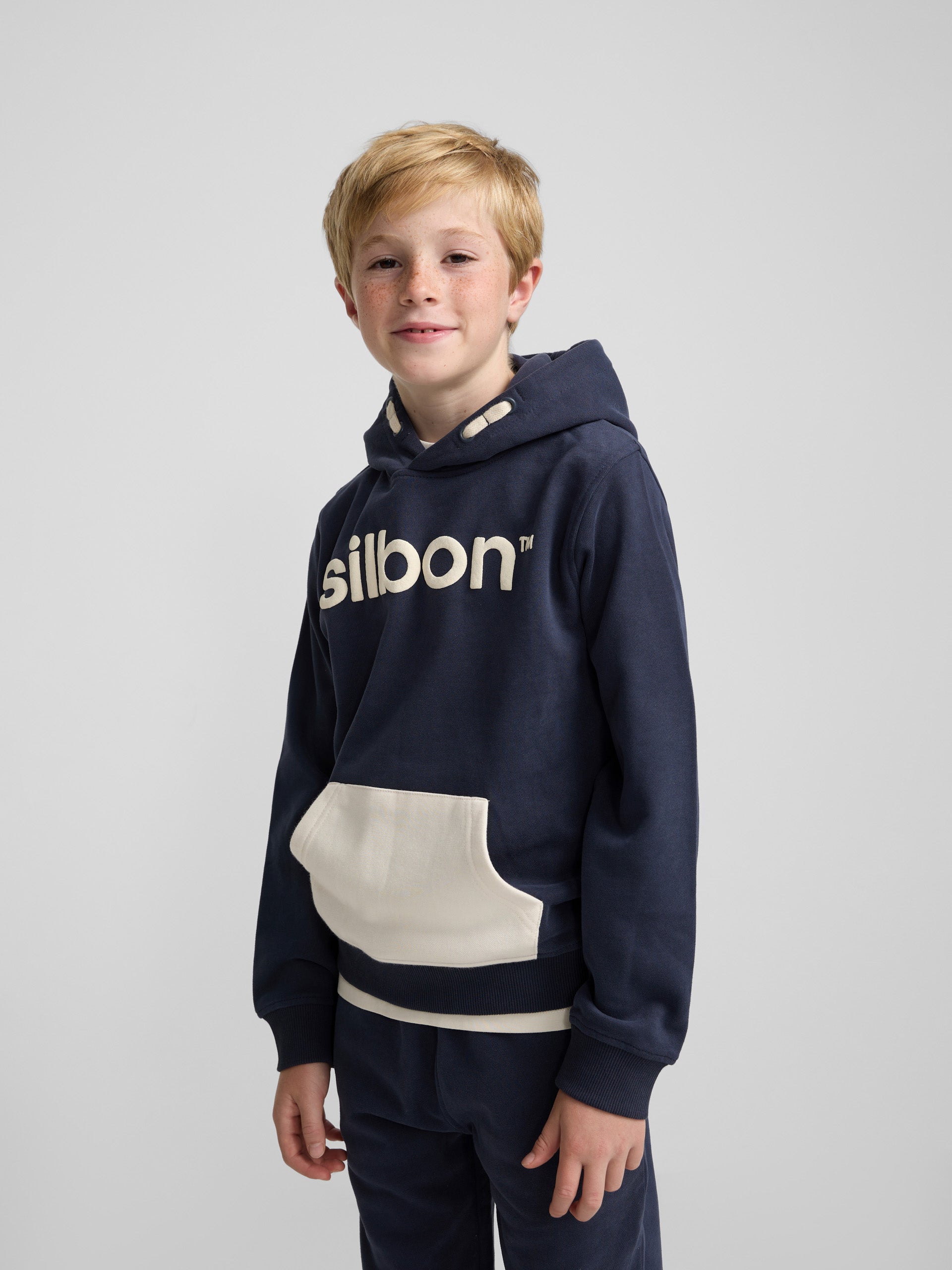 Kids' navy sports kangaroo sweatshirt