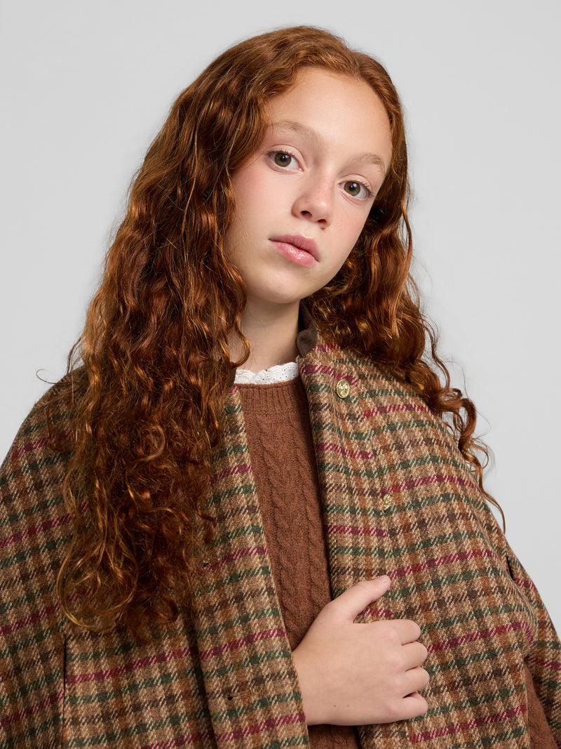 Girl's brown checkered cape