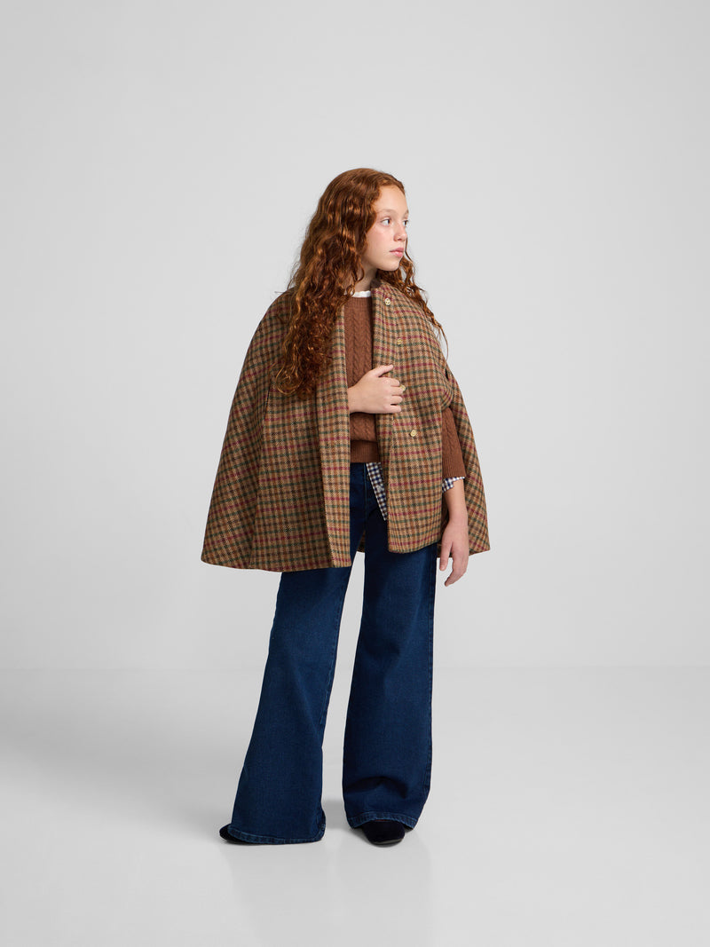 Girl's brown checkered cape