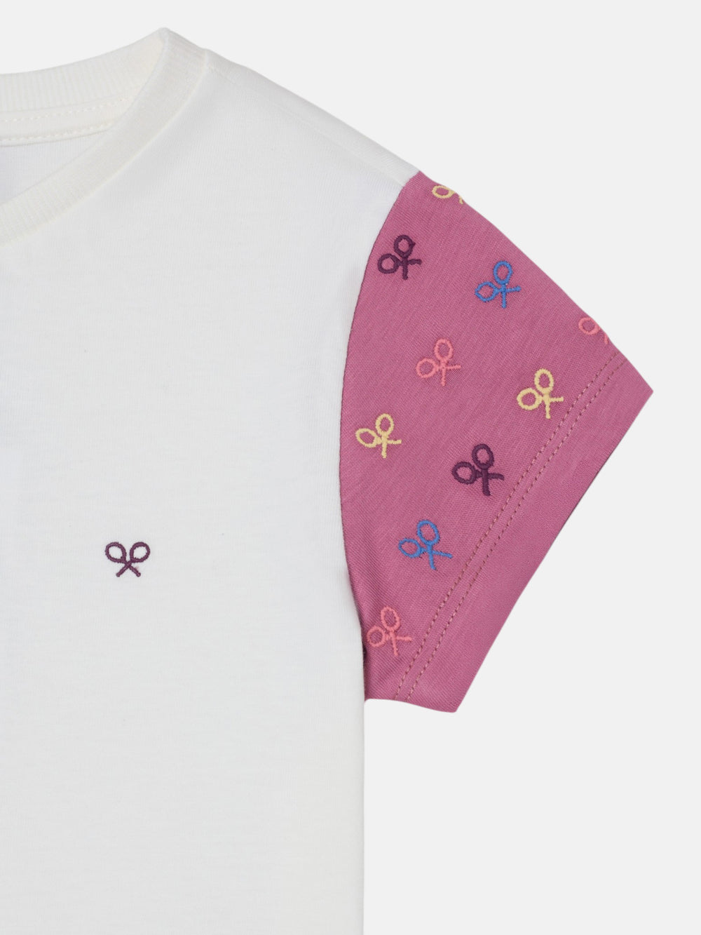 Camiseta girl raquetas mangas rosas blanco