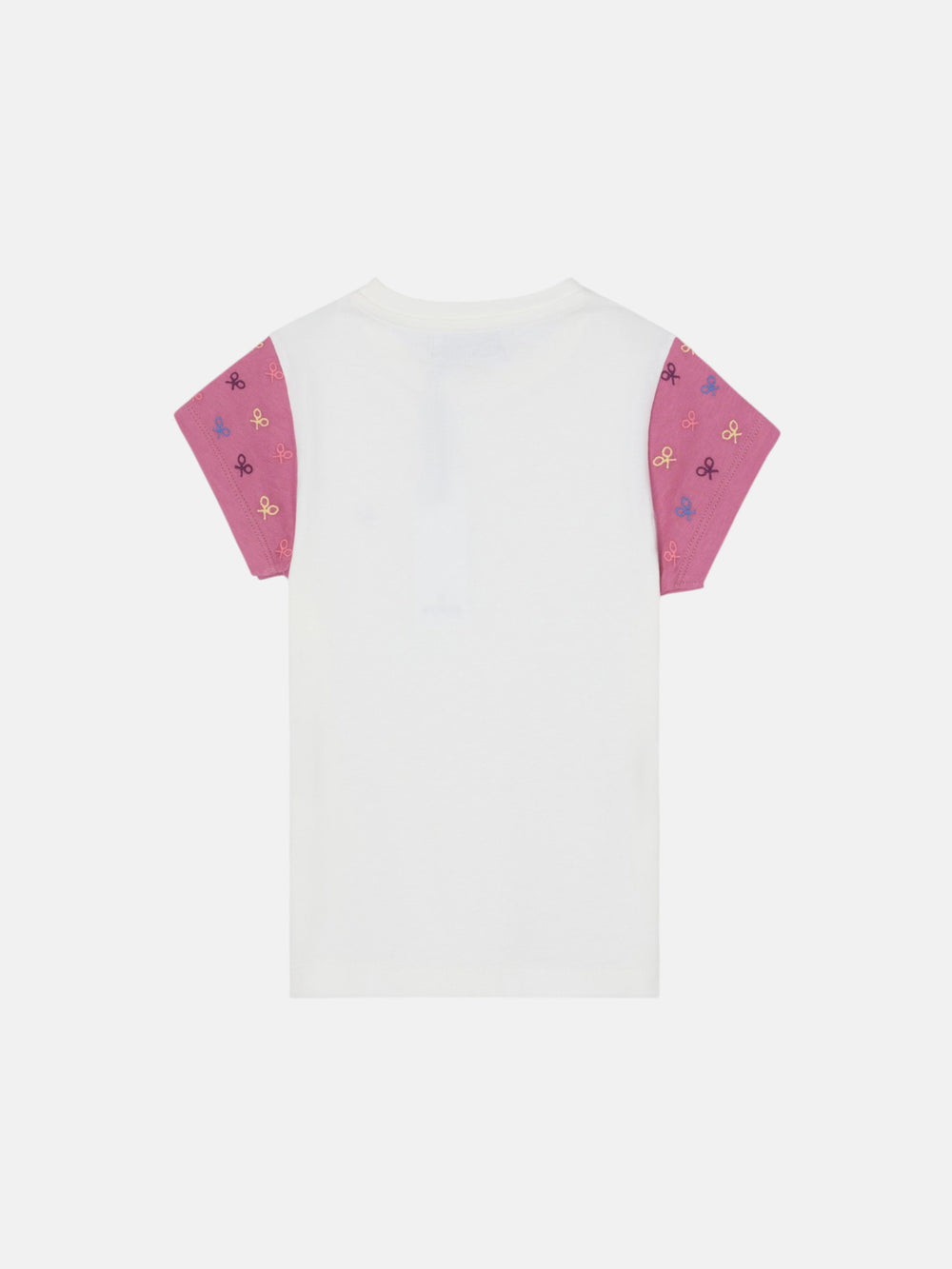 Camiseta girl raquetas mangas rosas blanco