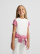 Camiseta girl raquetas mangas rosas blanco