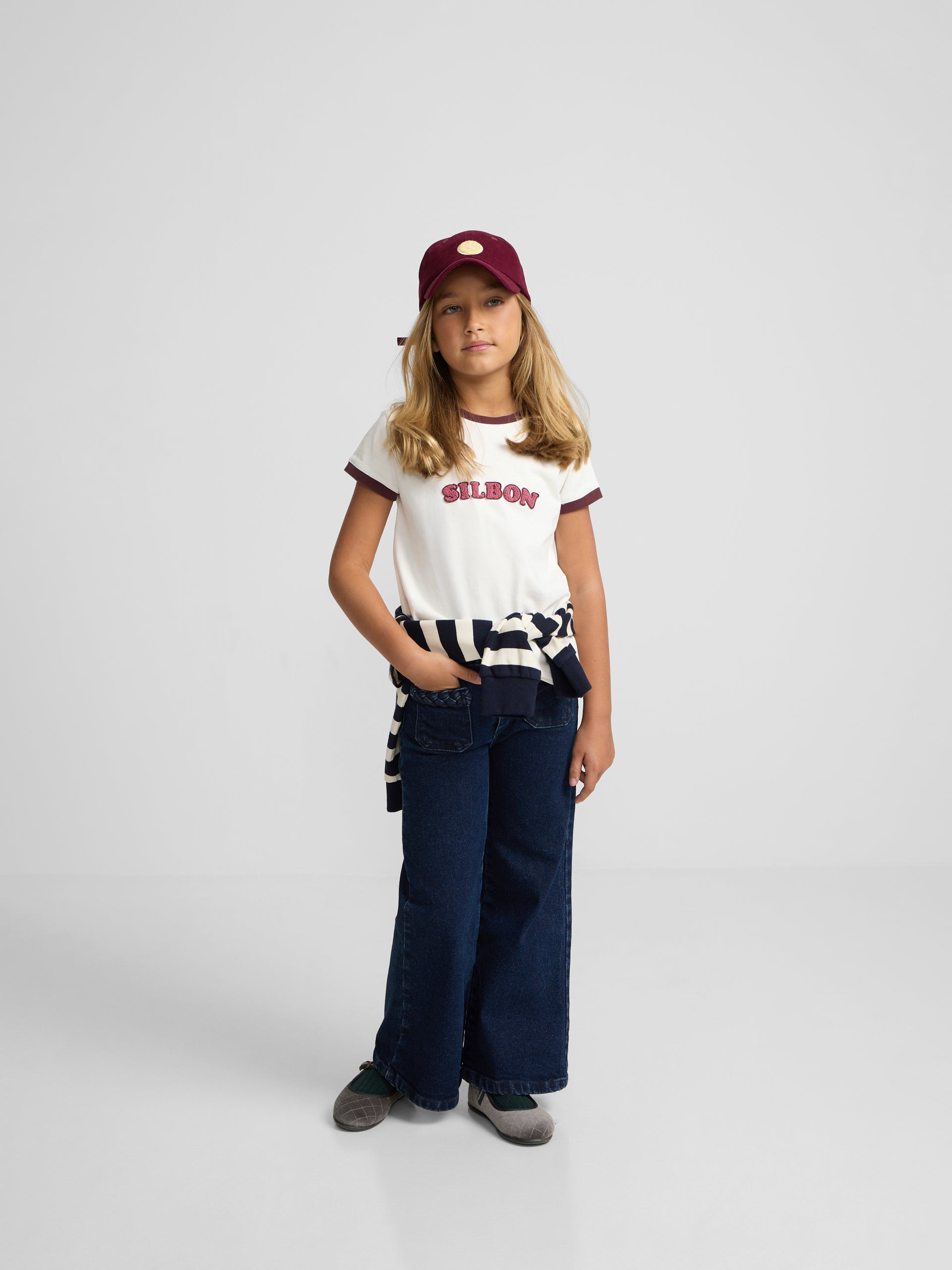 T-shirt fille Silbon varsity écru