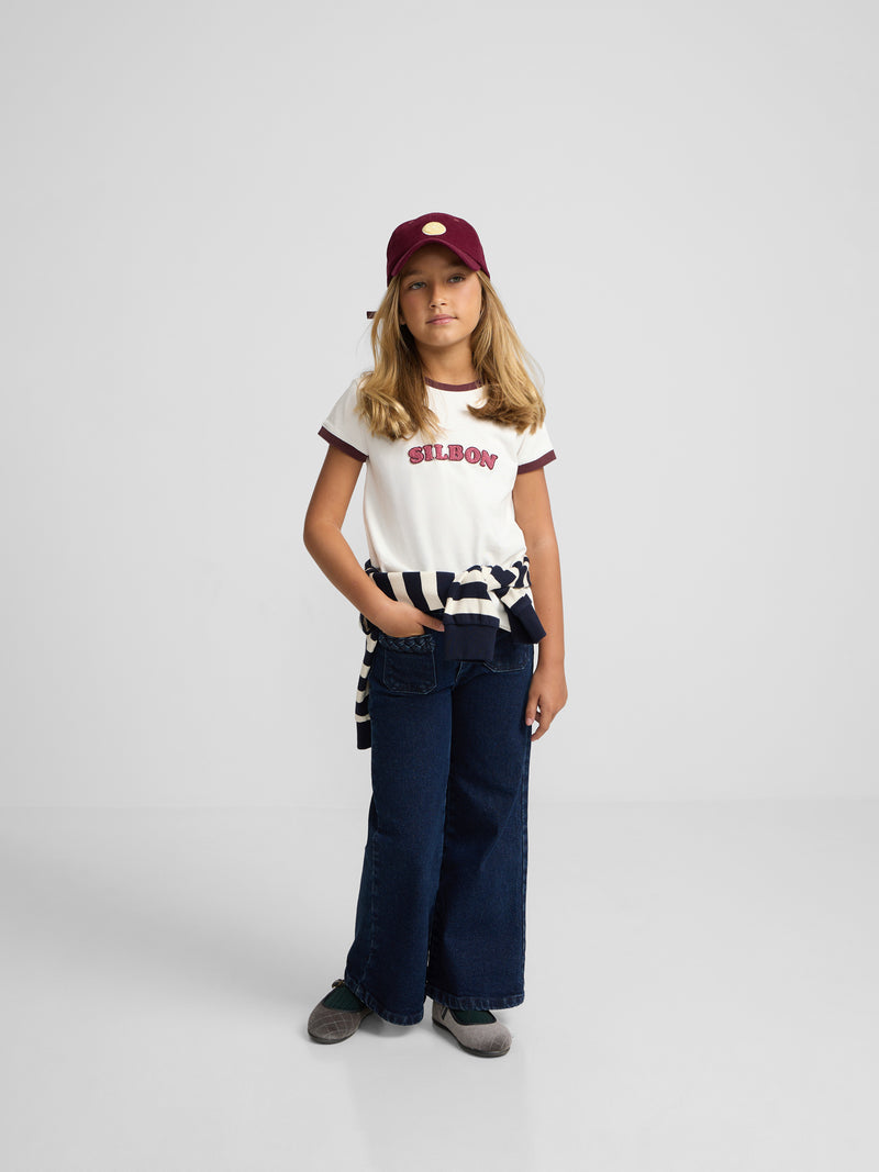 Silbon Varsity Girl T-shirt in Off-White