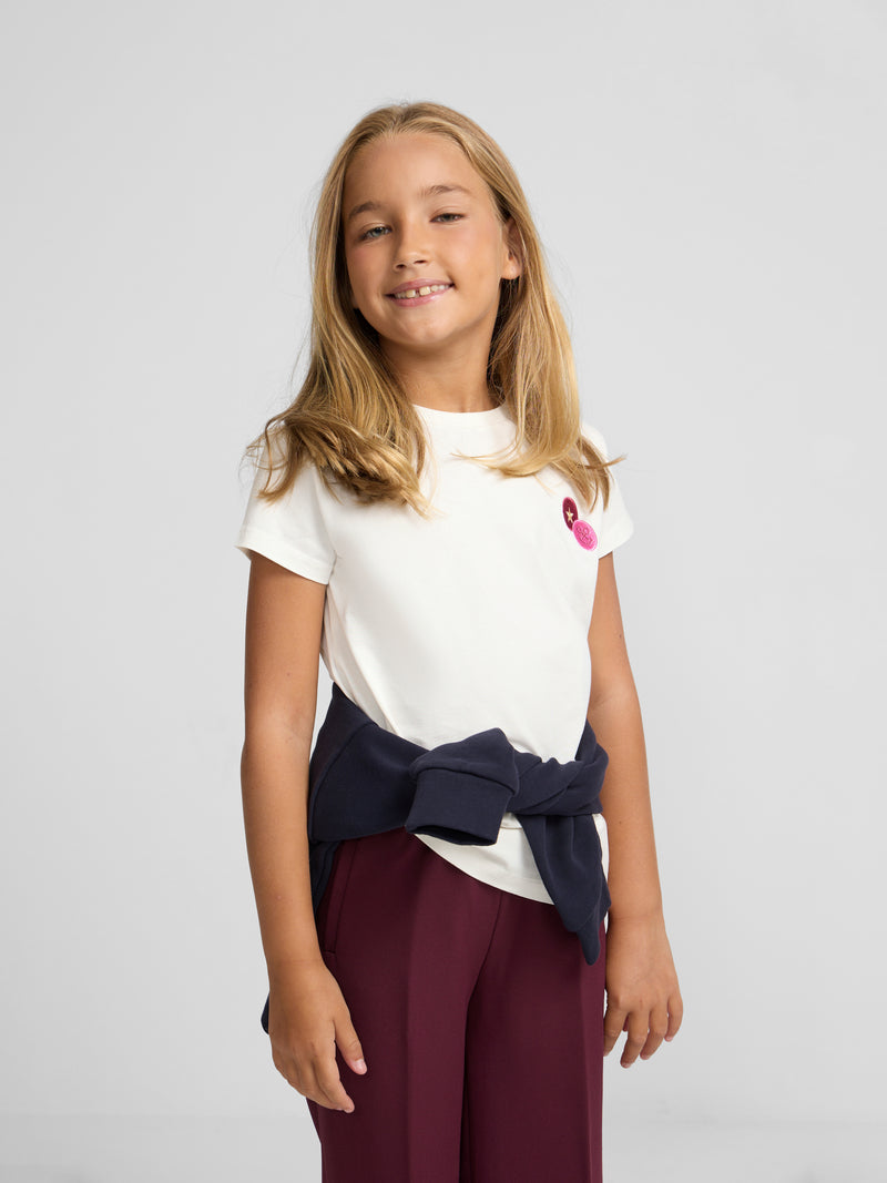 T-shirt fille patch raquettes blanche