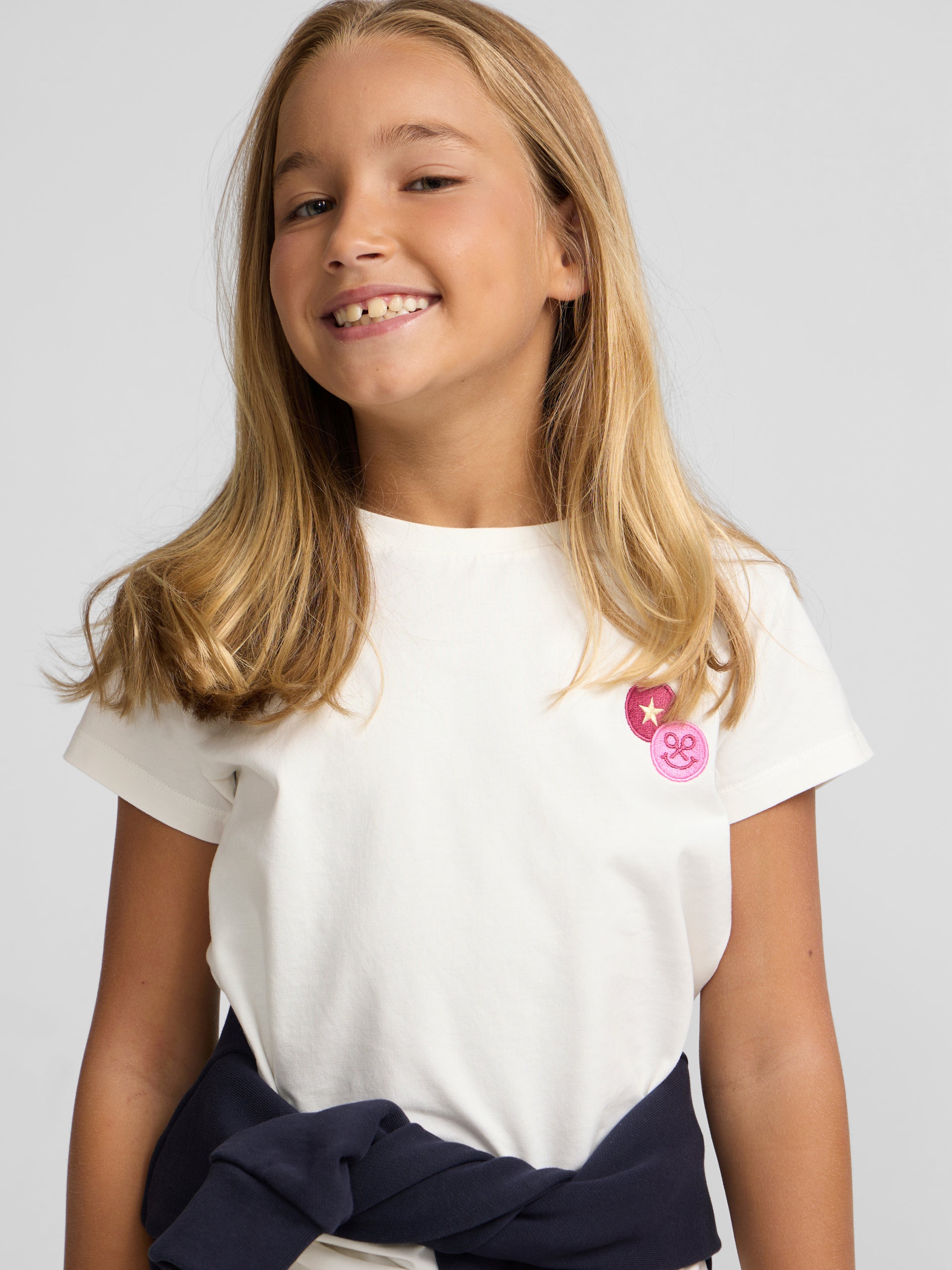 T-shirt fille patch raquettes blanche