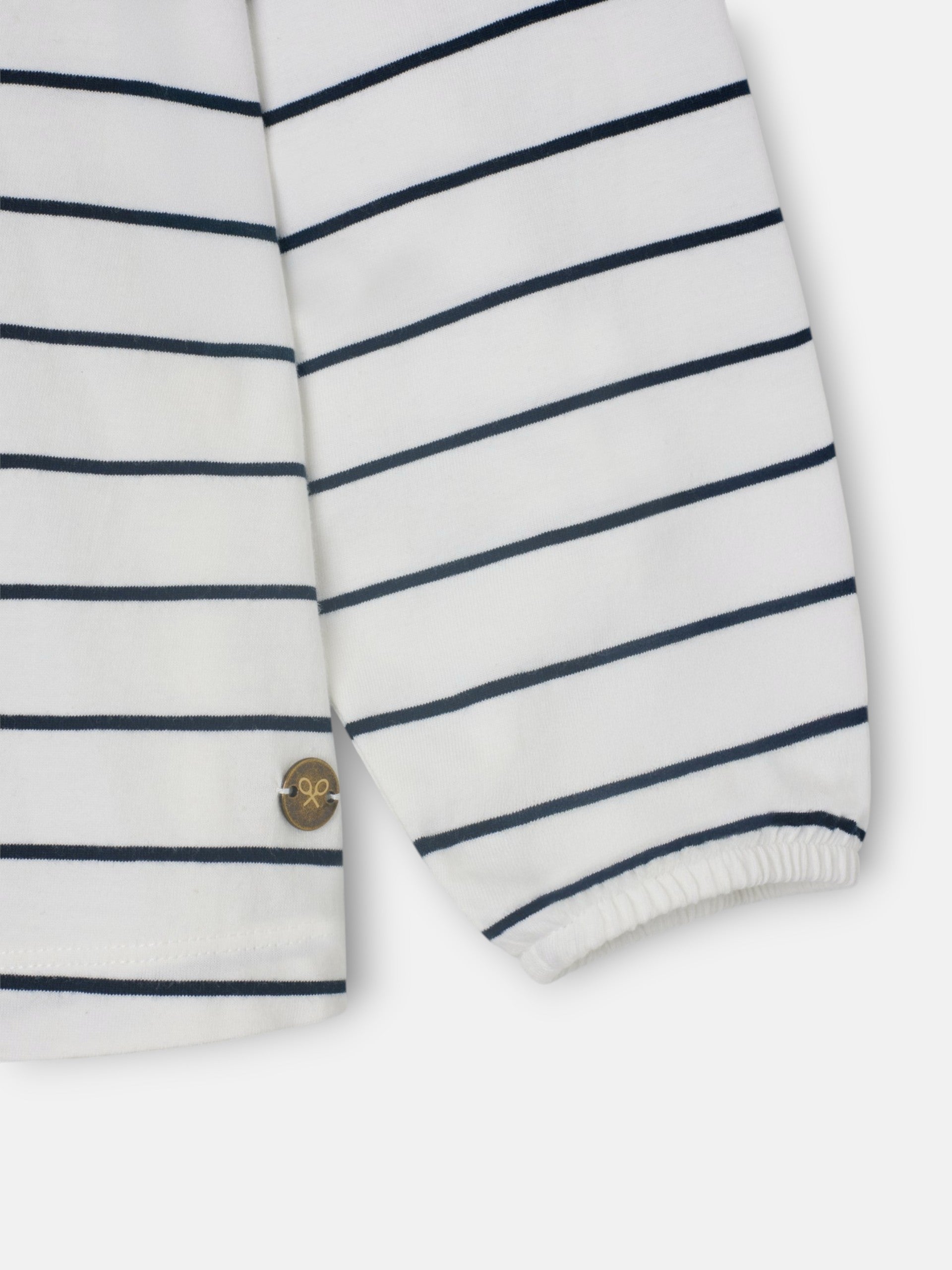Camiseta girl cuello bobo rayas azul y blanco