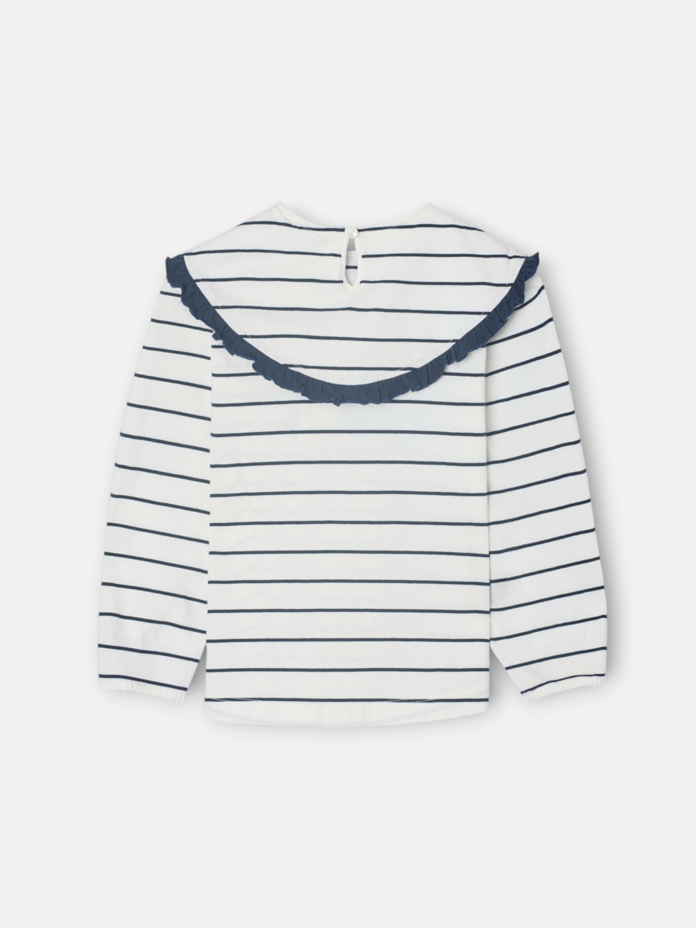 Camiseta girl cuello bobo rayas azul y blanco