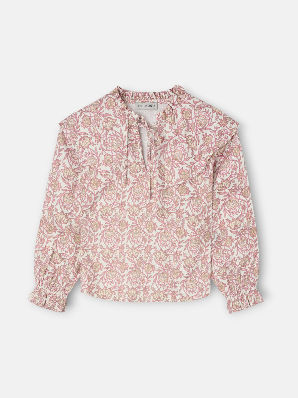 Blusa girl estampado flores rosa y blanco