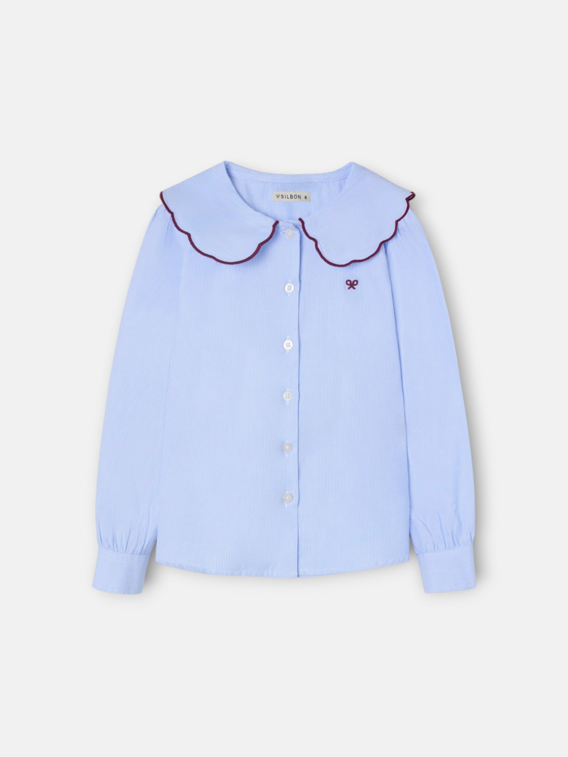 Camisa girl cuello bobo rayas celeste