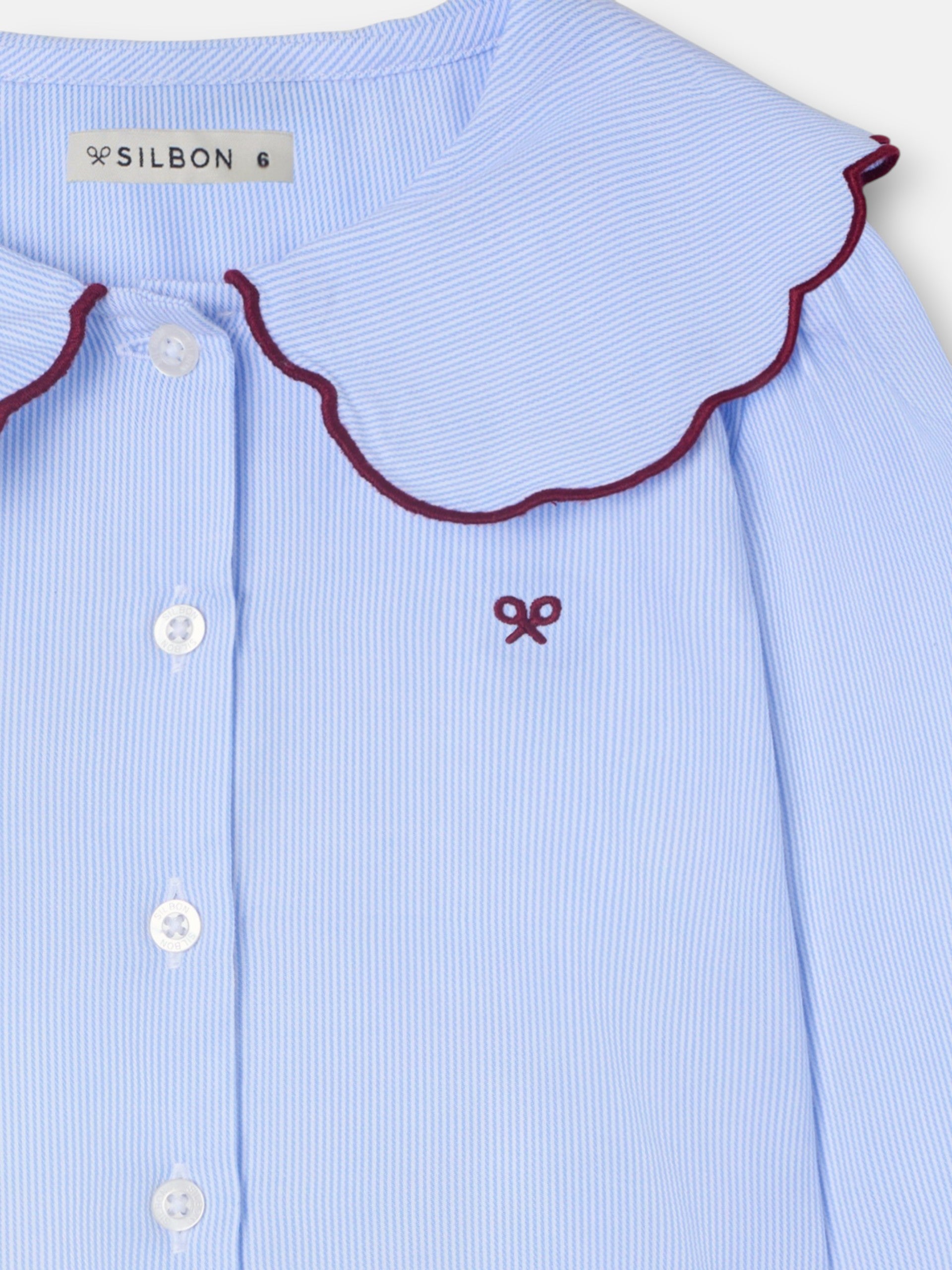 Camisa girl cuello bobo rayas celeste