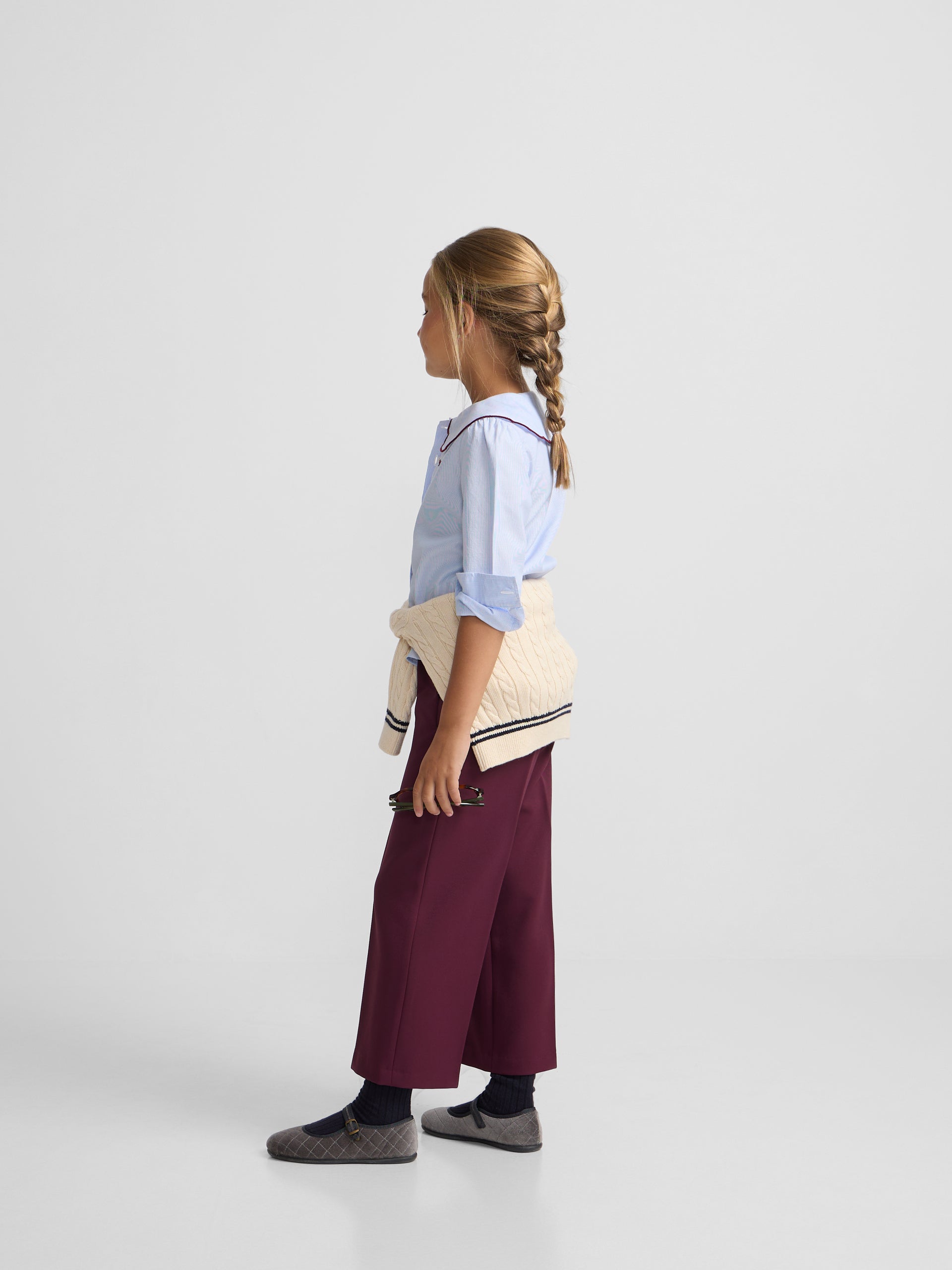 Camisa girl cuello bobo rayas celeste