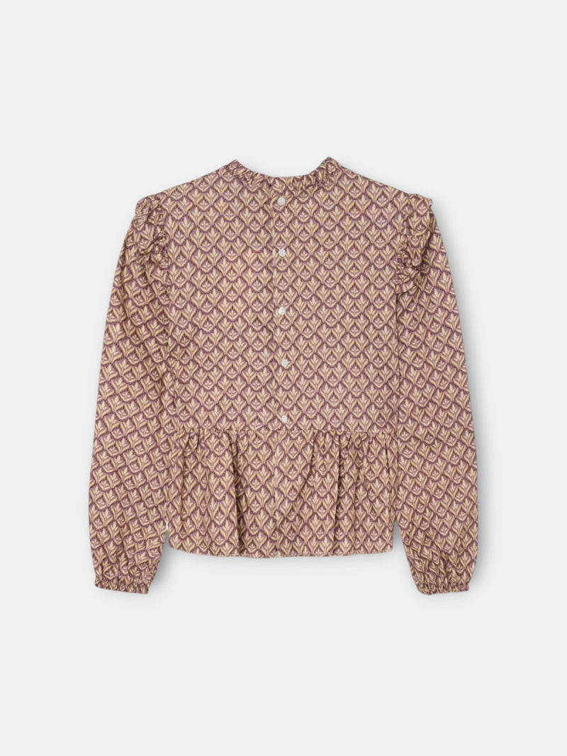 Blouse fille imprimé fleurs violet