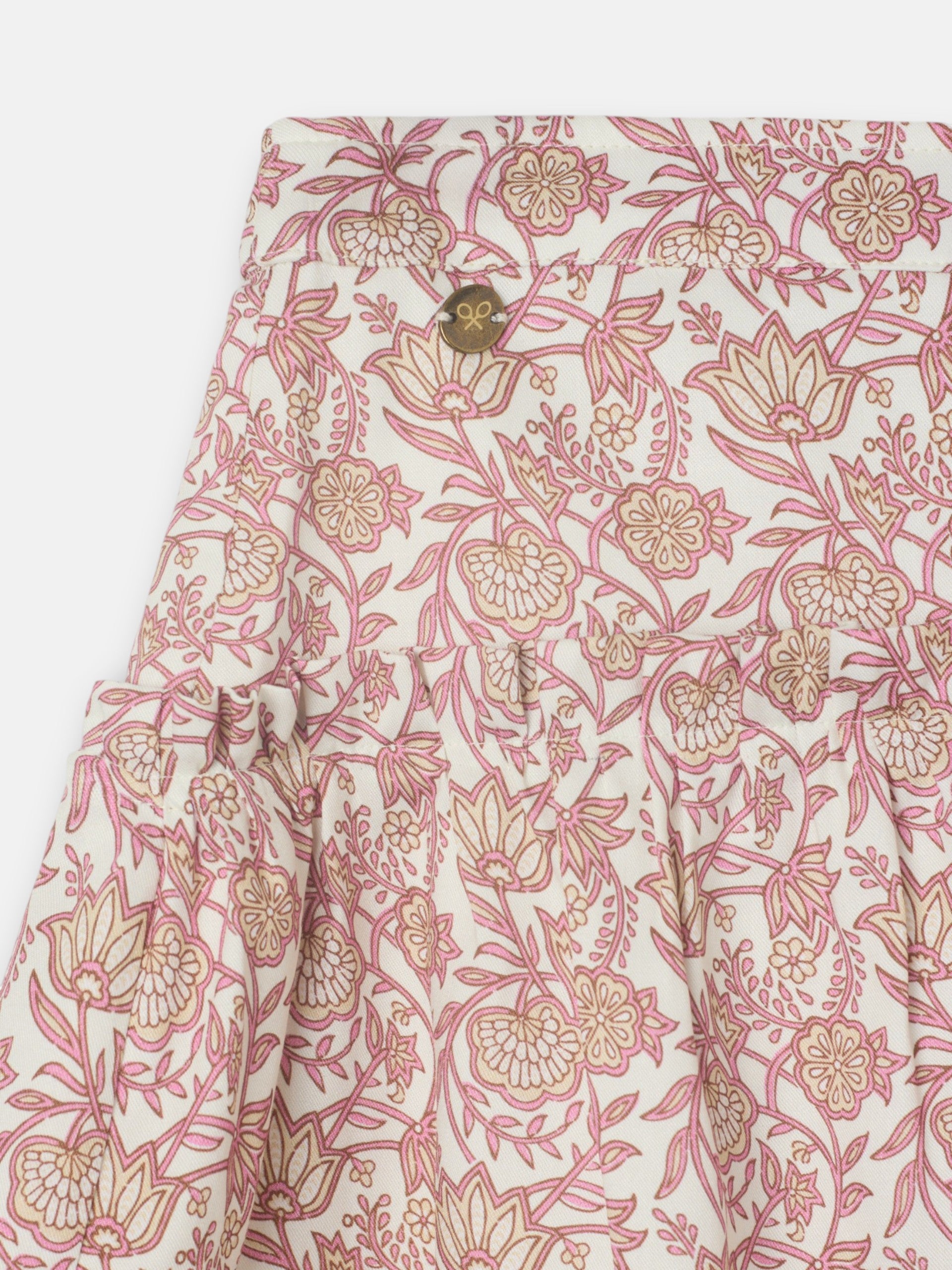 Jupe fille imprimé fleurs rose et blanc