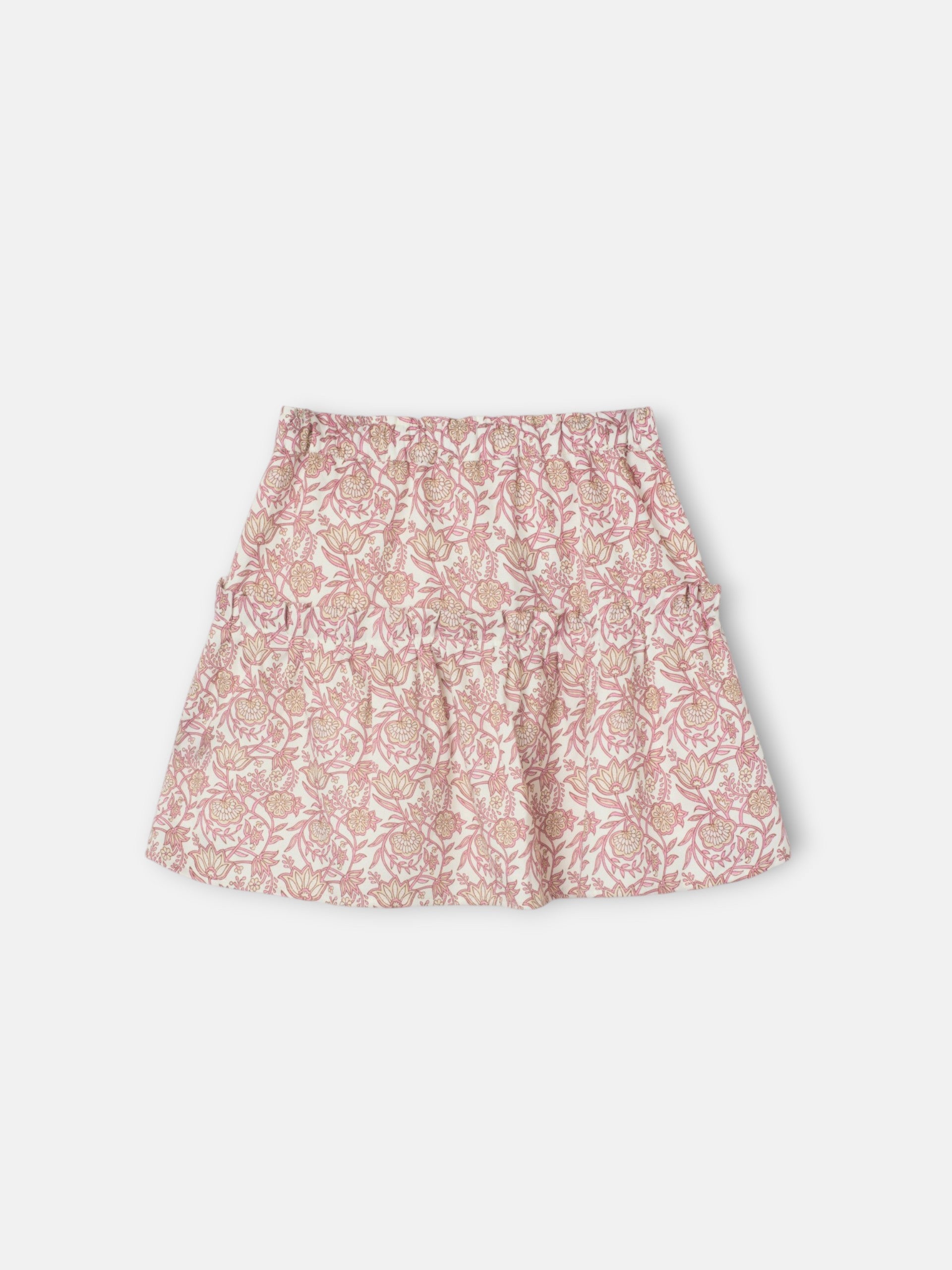 Jupe fille imprimé fleurs rose et blanc