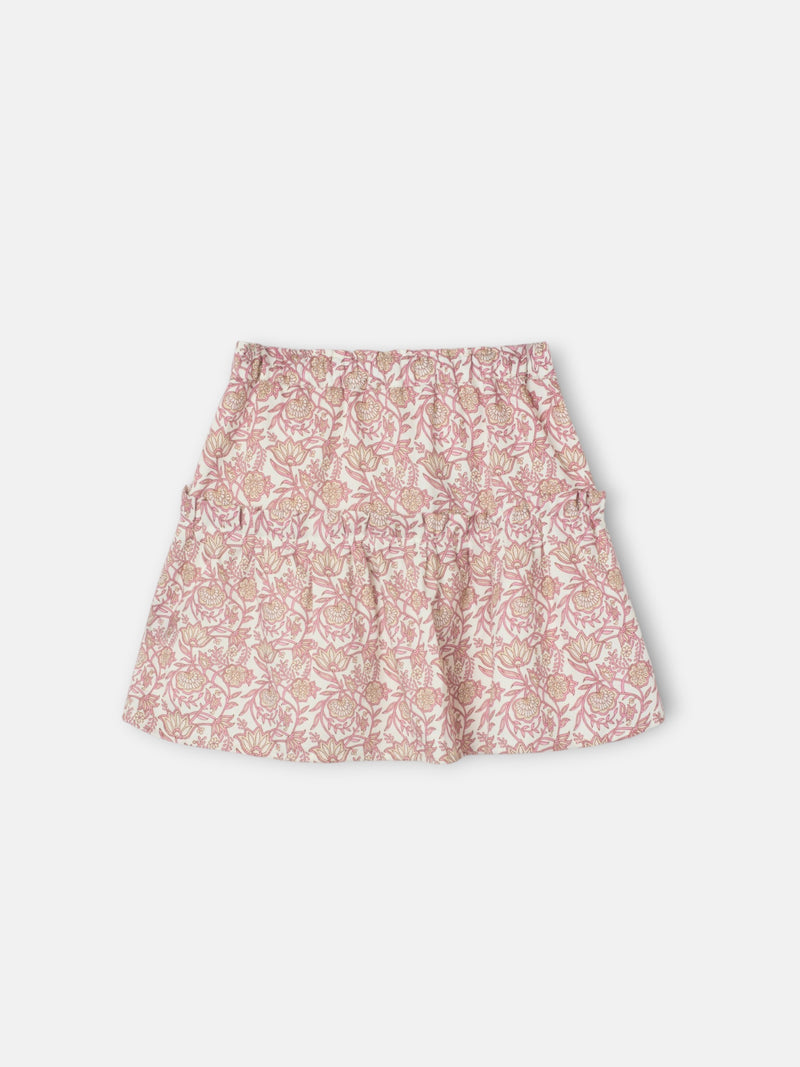 Falda girl estampado flores rosa y blanco