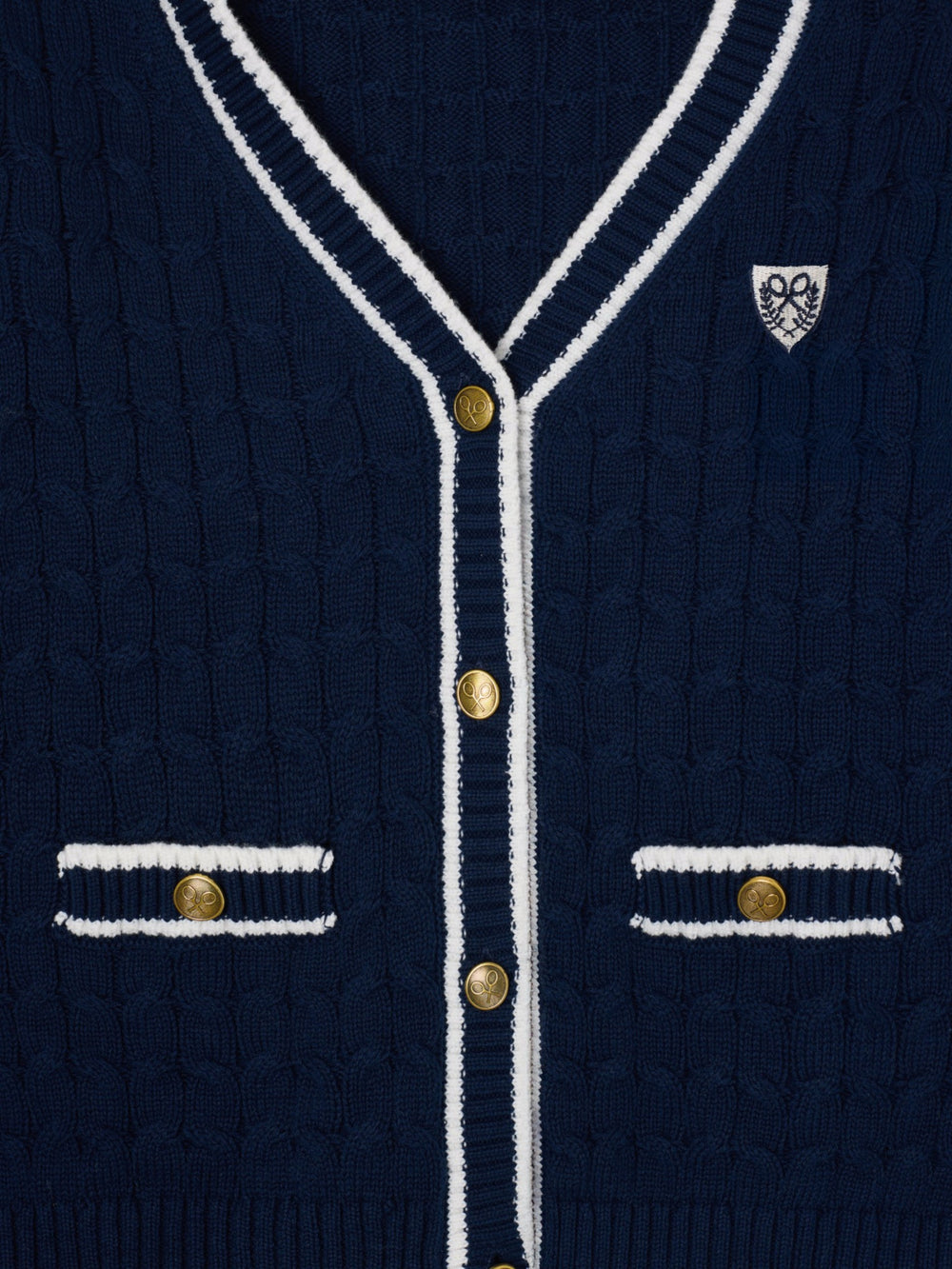 Cardigan menina college emblema azul-marinho