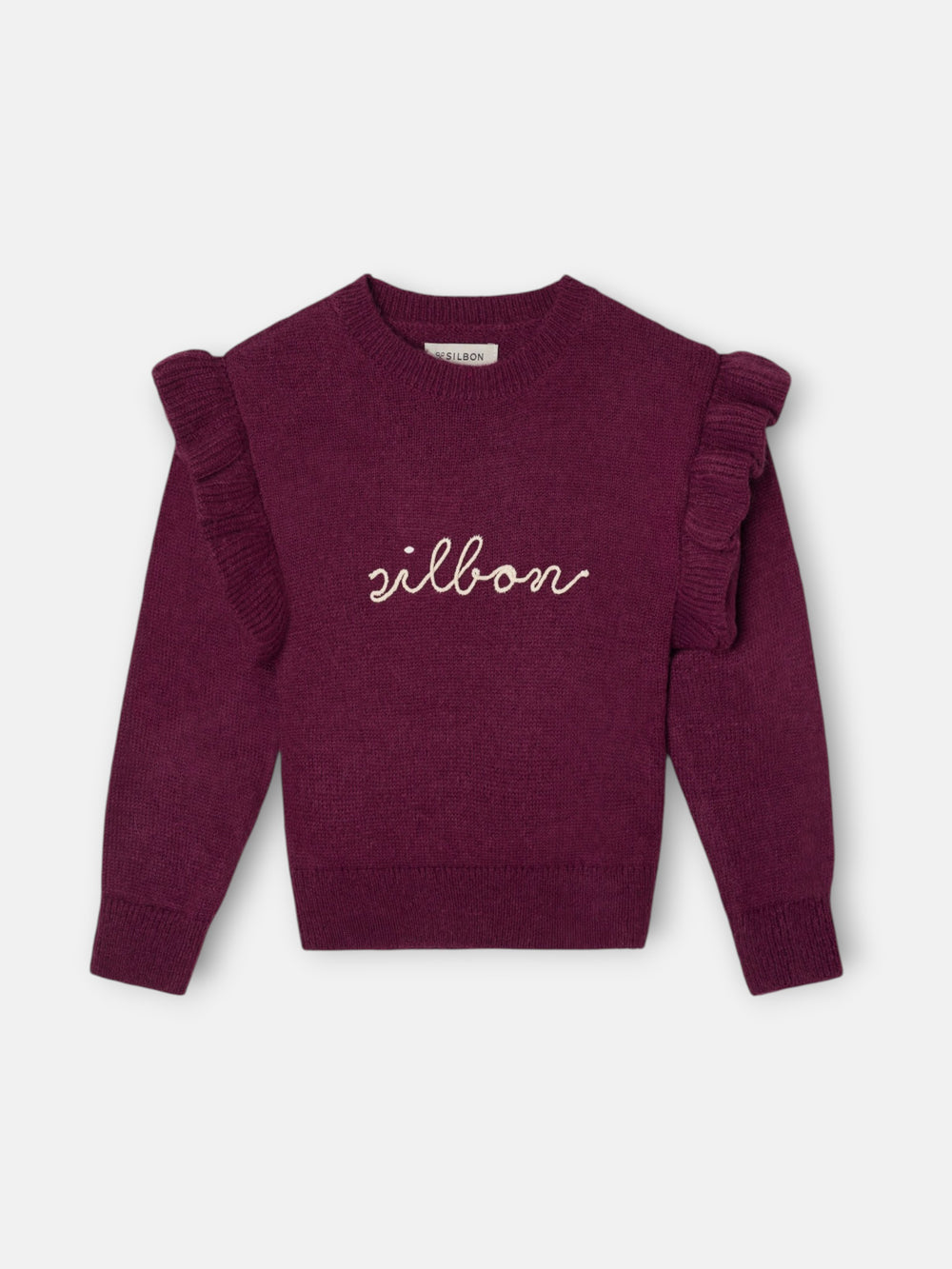 Purple Silbon ruffle girl sweater