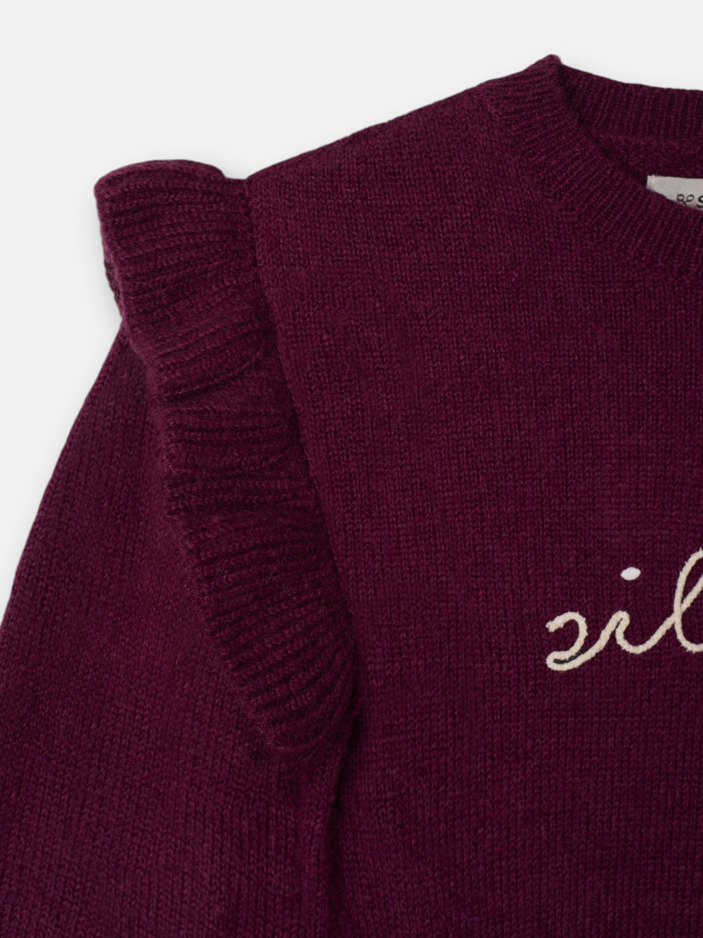 Purple Silbon ruffle girl sweater